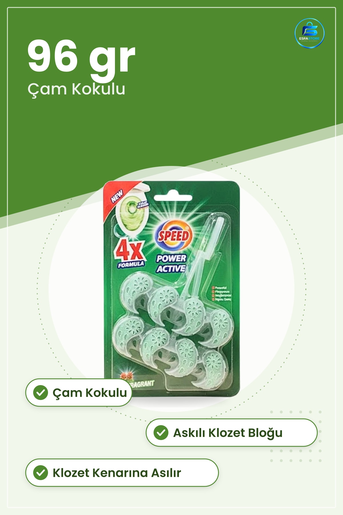 Tuvalet Temizleyici WC Blok Çam Kokulu 96 gr Askılı Klozet Temizlik Bloğu Banyo Ev Bakım