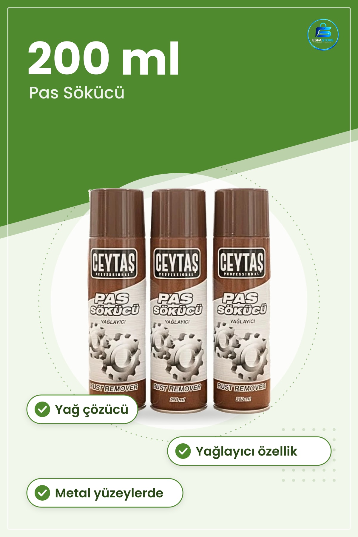 Pas Sökücü 200 ml 1 Adet Yağ Çözücü Yağlayıcı Sprey Metal Yüzey Bakım Temizlik Ürünü