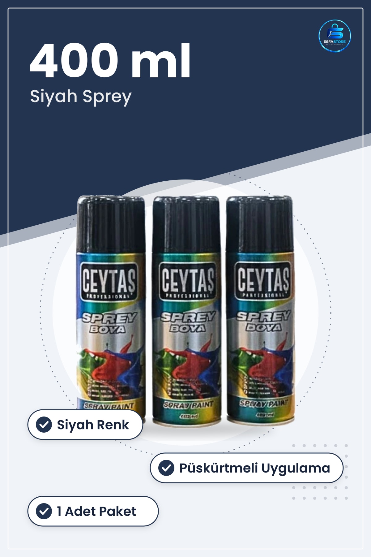 Siyah Sprey Boya 400 ml 1 Adet Kolay Uygulanabilir Yüzey Boyama İşleri İçin Boyalar