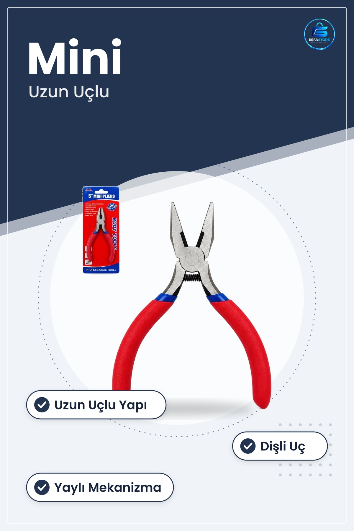 Mini Pense Kartelada Uzun Uçlu Hırdavat El Aleti Atölye Tamir Elektrik İşleri Ev