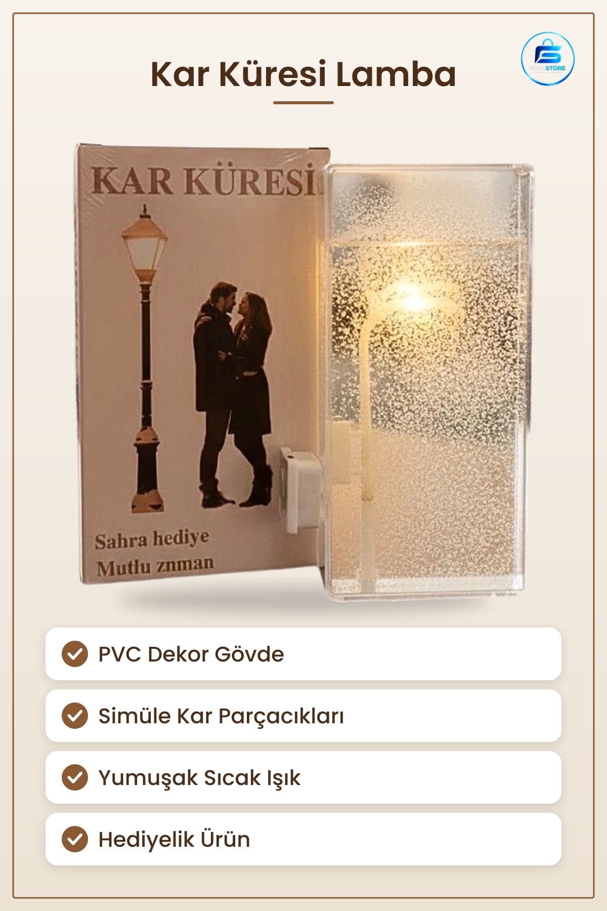 Kar Küresi Masa Lambası PVC Dekoratif Gece Işığı Hediyelik Yılbaşı Ev Dekorasyonu