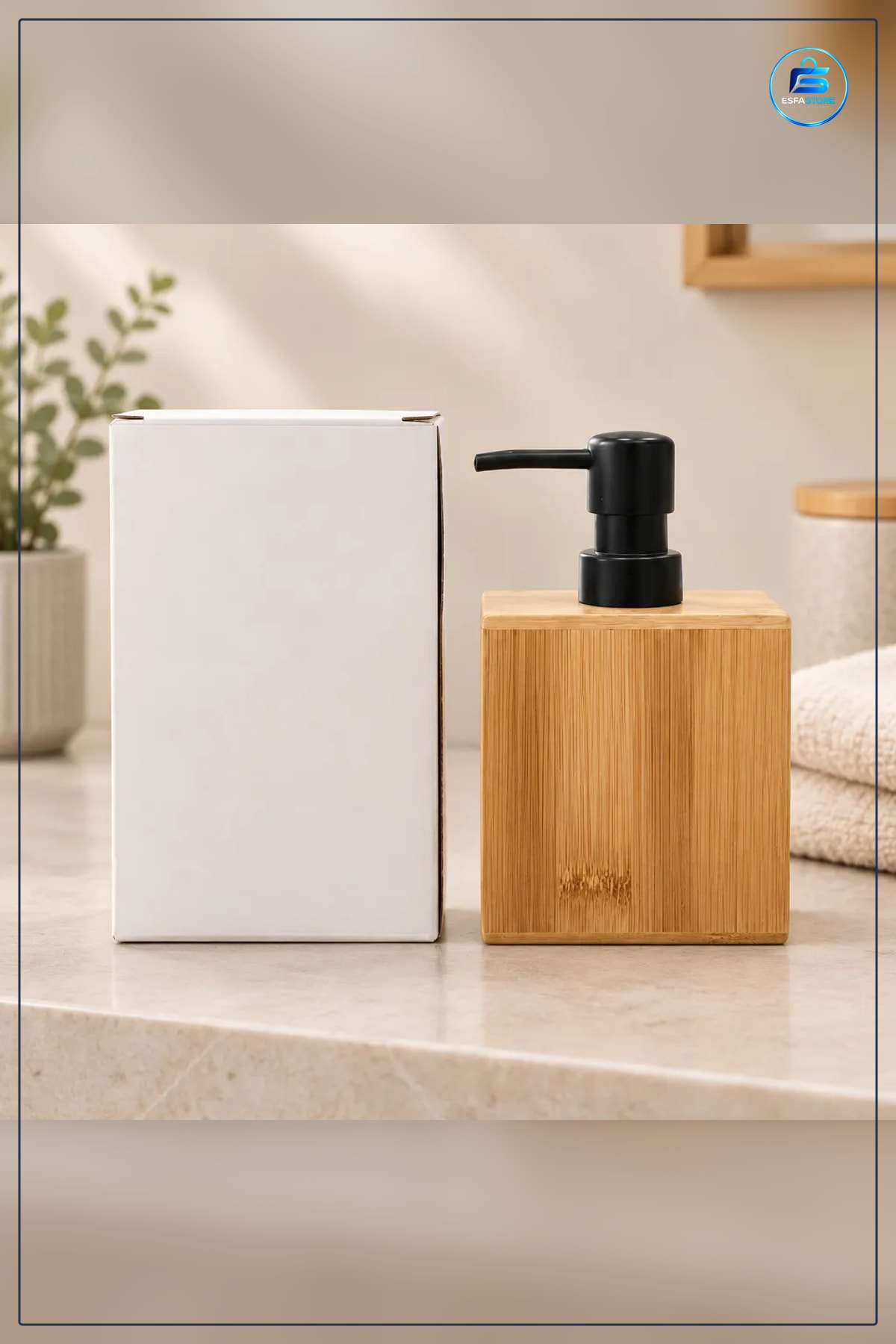 Kare Bambu Sıvı Sabunluk 170 ml Pompalı Banyo Sabun Dispenseri Lavabo Üstü Doğal Dokulu
