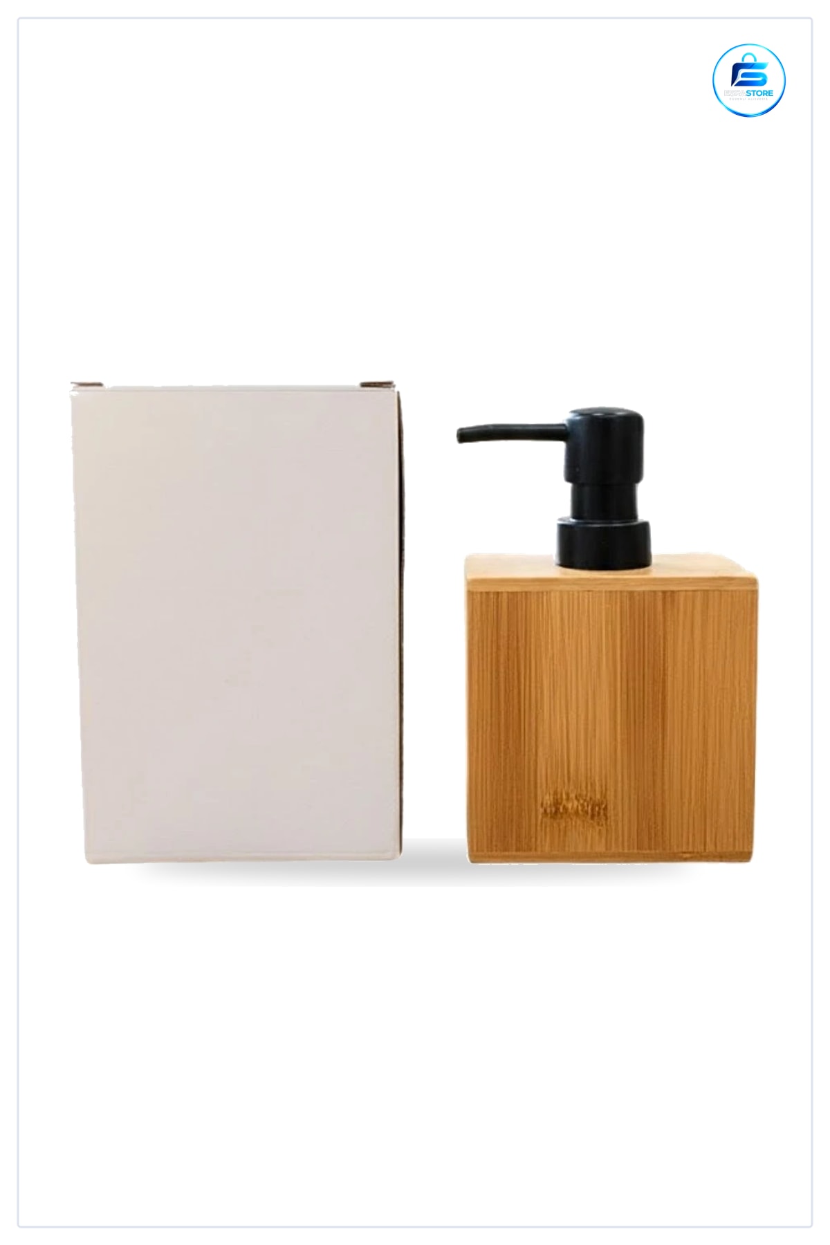 Kare Bambu Sıvı Sabunluk 170 ml Pompalı Banyo Sabun Dispenseri Lavabo Üstü Doğal Dokulu