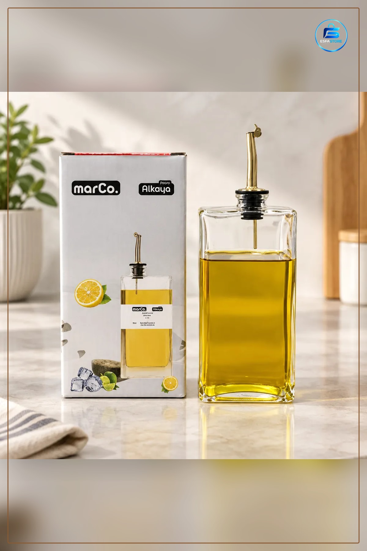Yassı Cam Yağlık Sirkelik 500 ml Mutfak Yağ ve Sirke Şişesi Dökme Uçlu Sofra Sürahisi