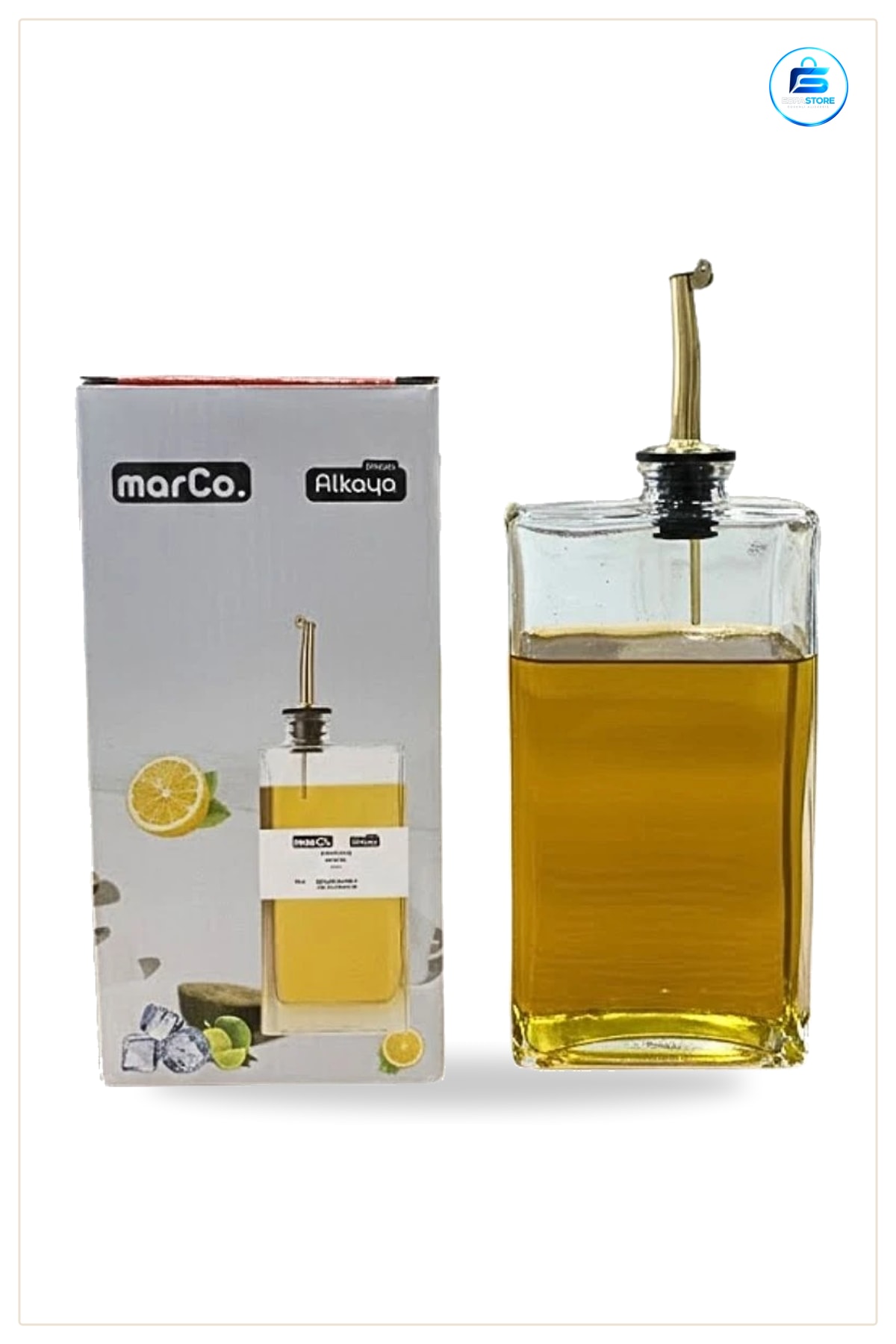Yassı Cam Yağlık Sirkelik 500 ml Mutfak Yağ ve Sirke Şişesi Dökme Uçlu Sofra Sürahisi