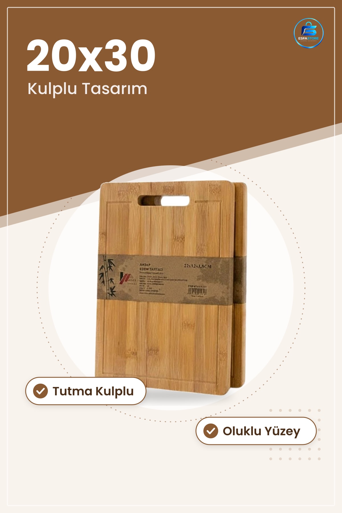 Lüks Bambu Kesim Panosu Kesme Tahtası Mutfak İçin Kulplu Oluklu Pratik Yüzey Kullanışlı