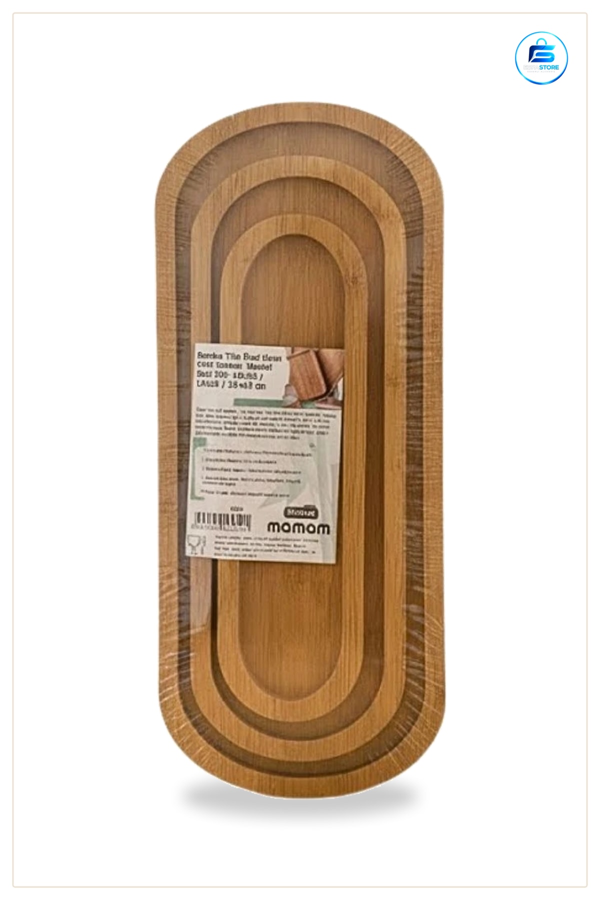 Bambu Sunum Tepsisi Uzun Oval 3 Parça Mutfak Sofra Servis Kahvaltı Dekoratif Tepsi Seti Ev