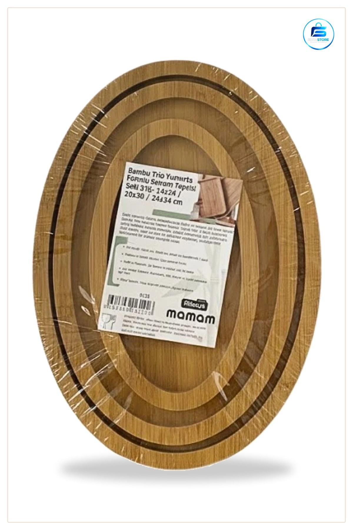 Bambu Oval Sunum Tepsisi Seti 3 Parça İç İçe Mutfak Servis Sofra Düzenleyici Kahvaltı Sunumu