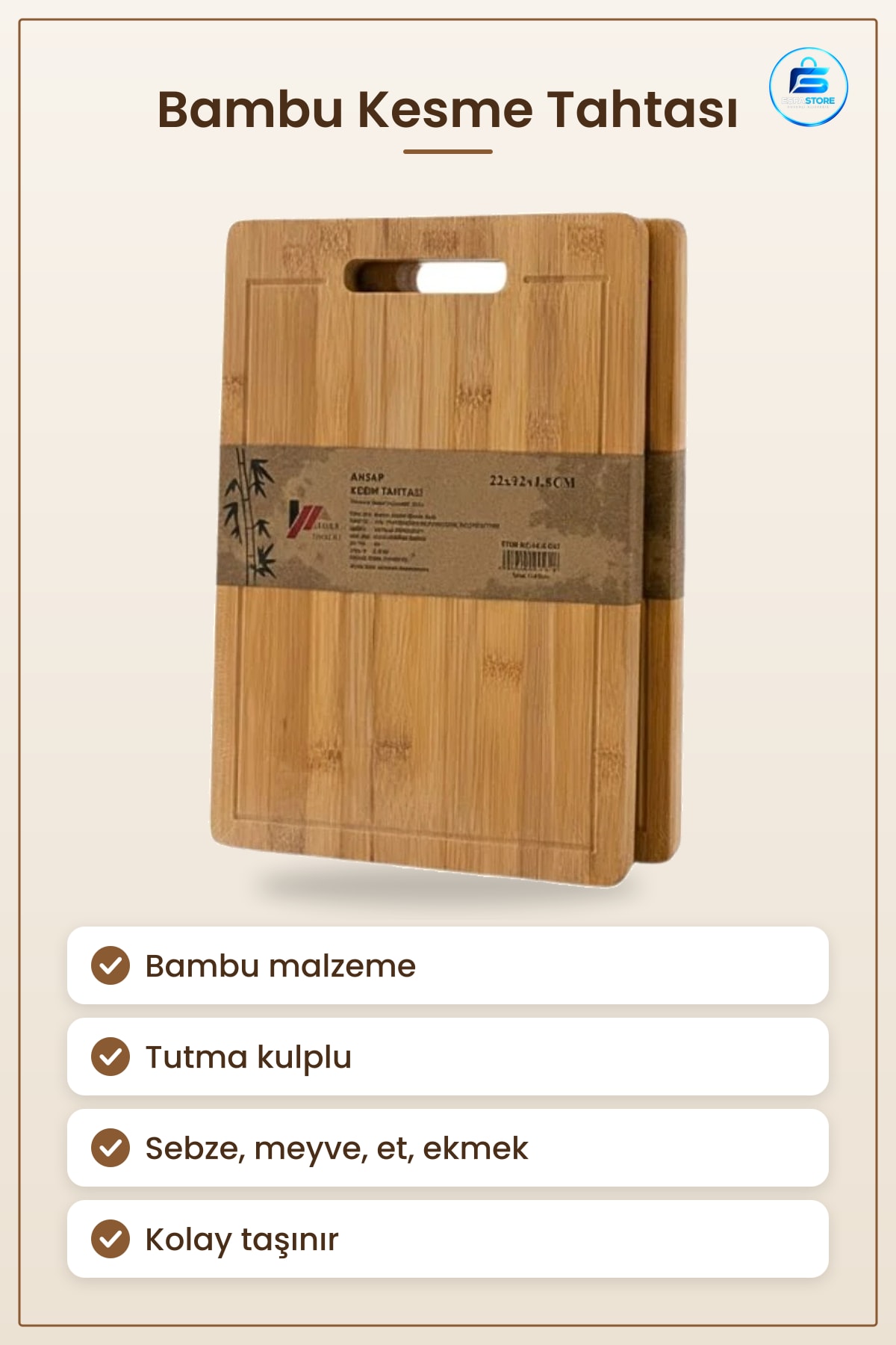 Bambu Kesim Panosu Lüks Kesme Tahtası Mutfak Yemek Hazırlık Sebze Meyve Et Ekmek