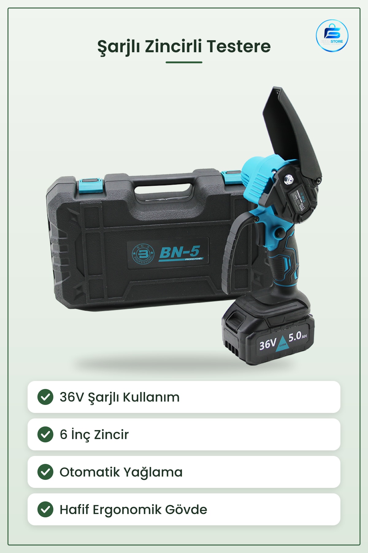 Şarjlı Zincirli Testere 36V 6 İnç Dal Budama Makinesi Ah Bahçe Meyve Ağacı Kesim Aleti