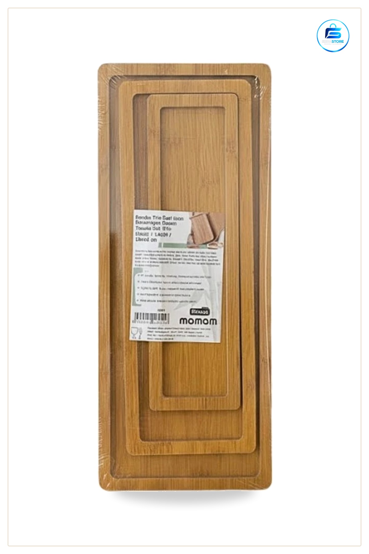 Bambu Uzun Form Tepsi 3'lü Sunum Seti Doğal Görünüm Servis Mutfak Kahvaltı Sofra Dekoratif