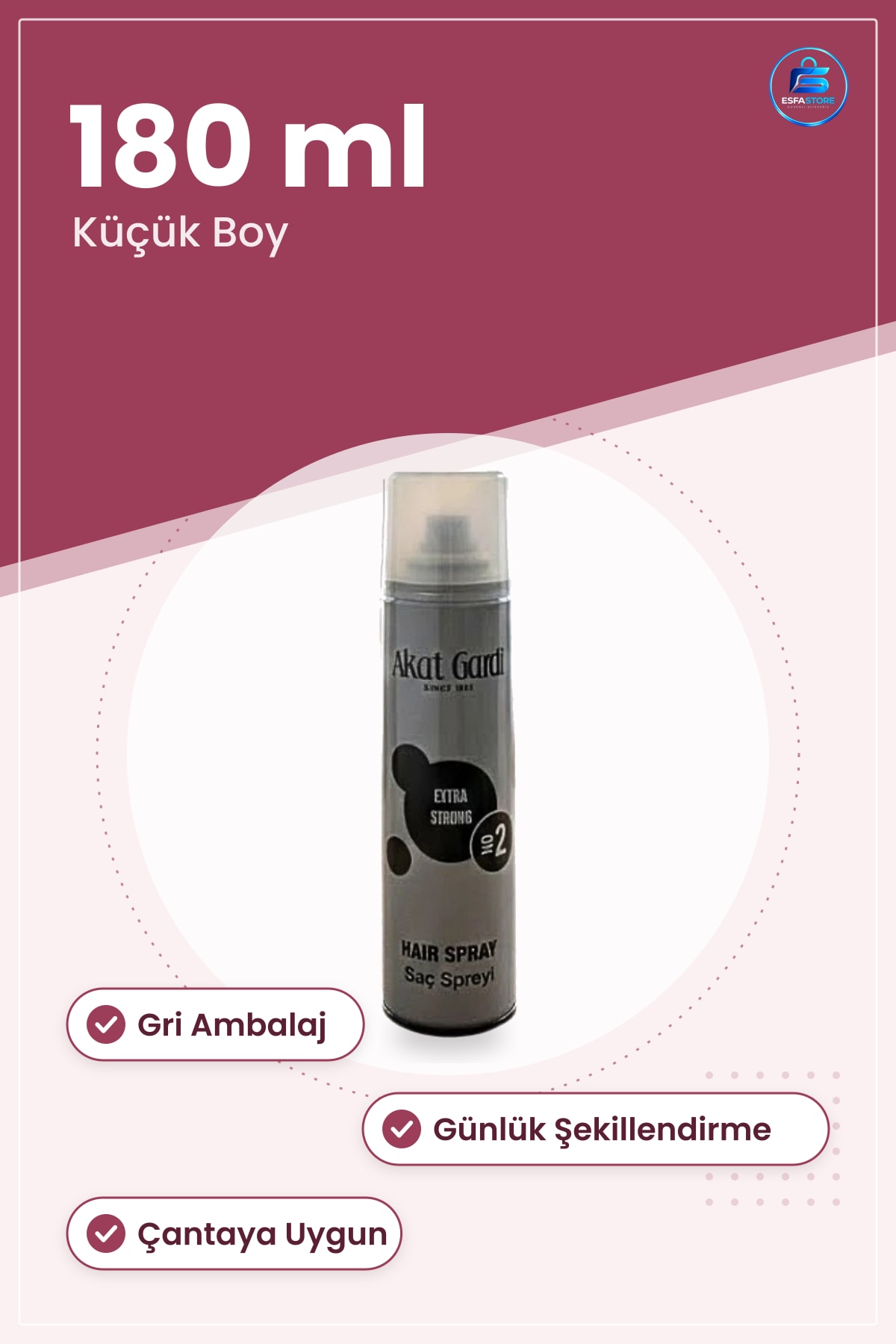Saç Spreyi 180 ml Küçük Boy Gri Şekillendirici Sprey Günlük Kullanım Kişisel Bakım Ürünü