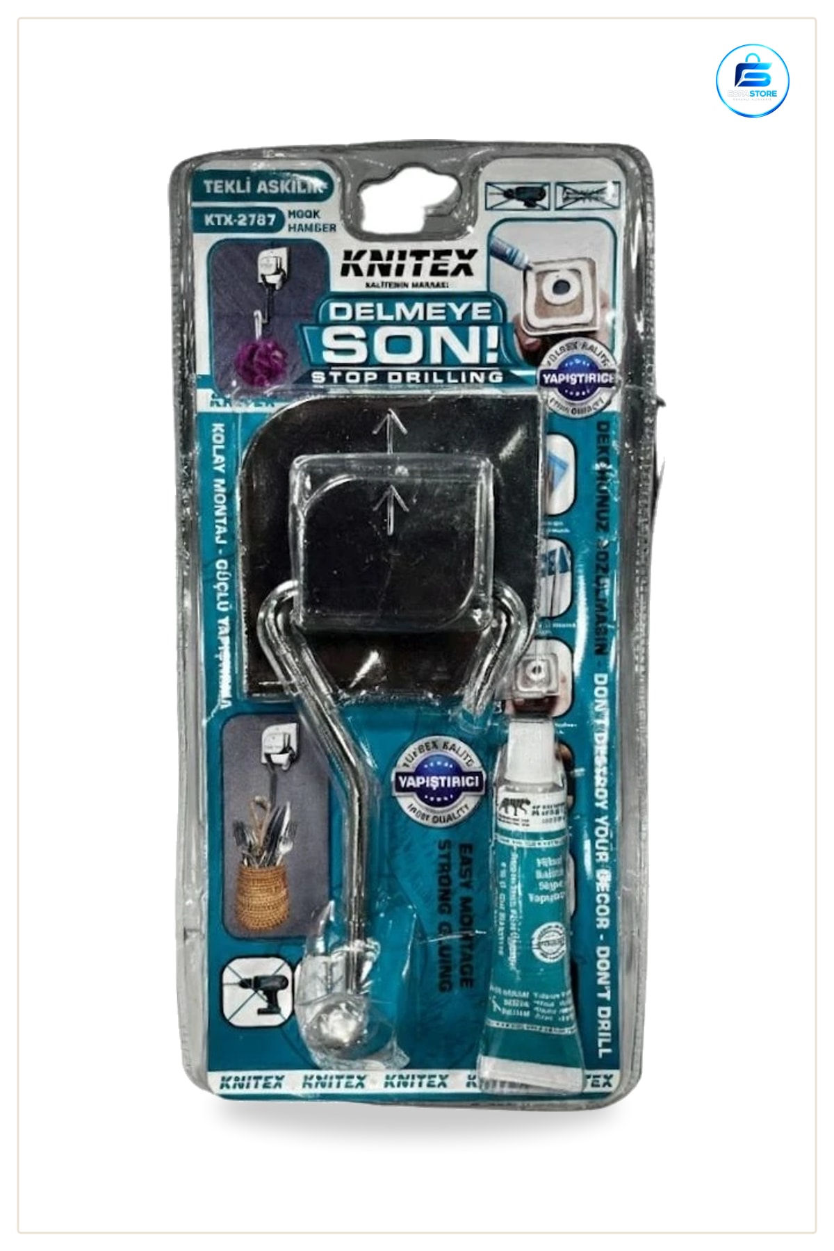 Tekli Askı Delmeden Yapıştırıcılı Metal Duvar Askısı Banyo Mutfak Kapı Arkası Düzenleyici Askılık