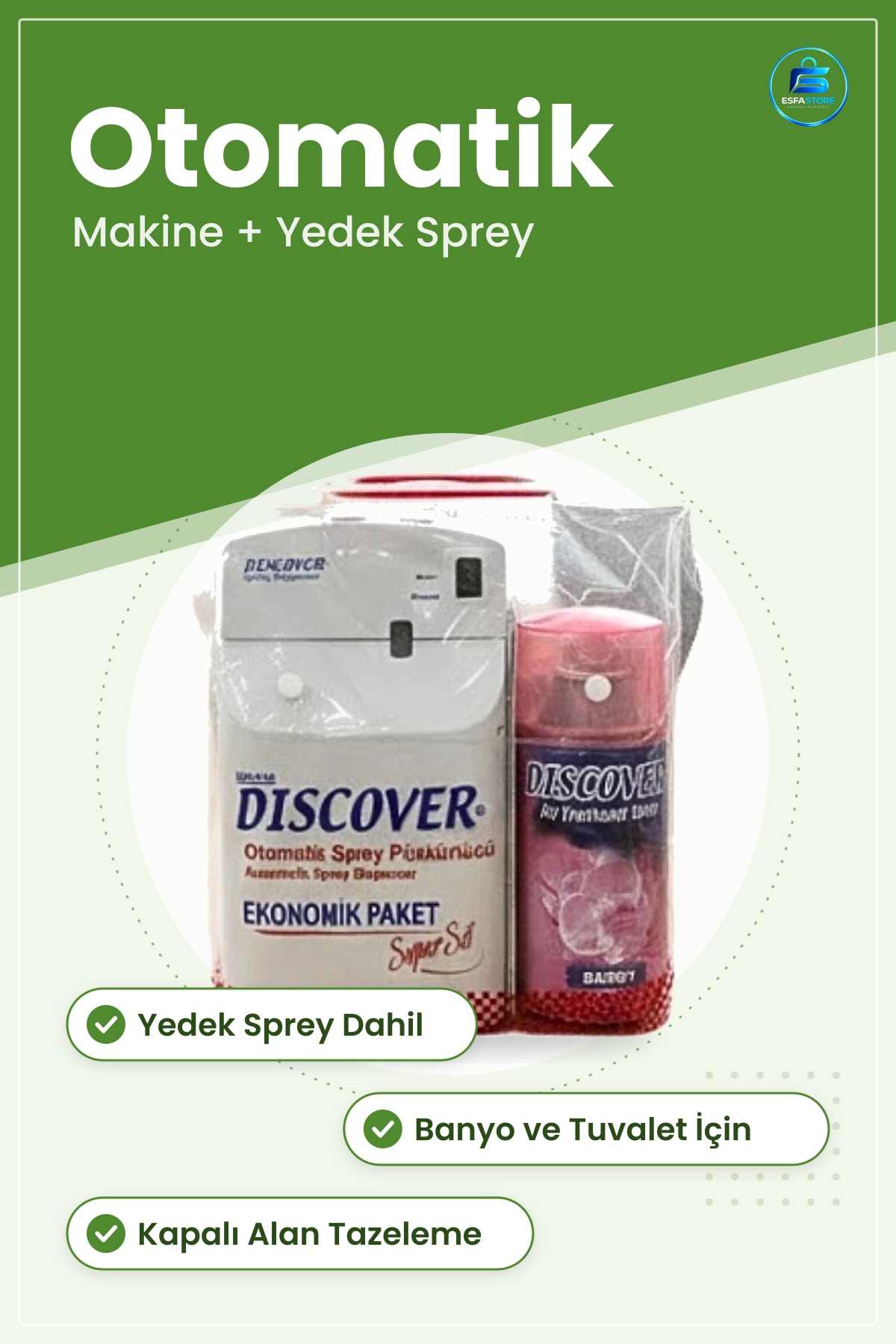 Otomatik Oda Koku Giderici Hava Temizleyici Seti Makine ve Yedek Sprey Banyo Tuvalet İçin