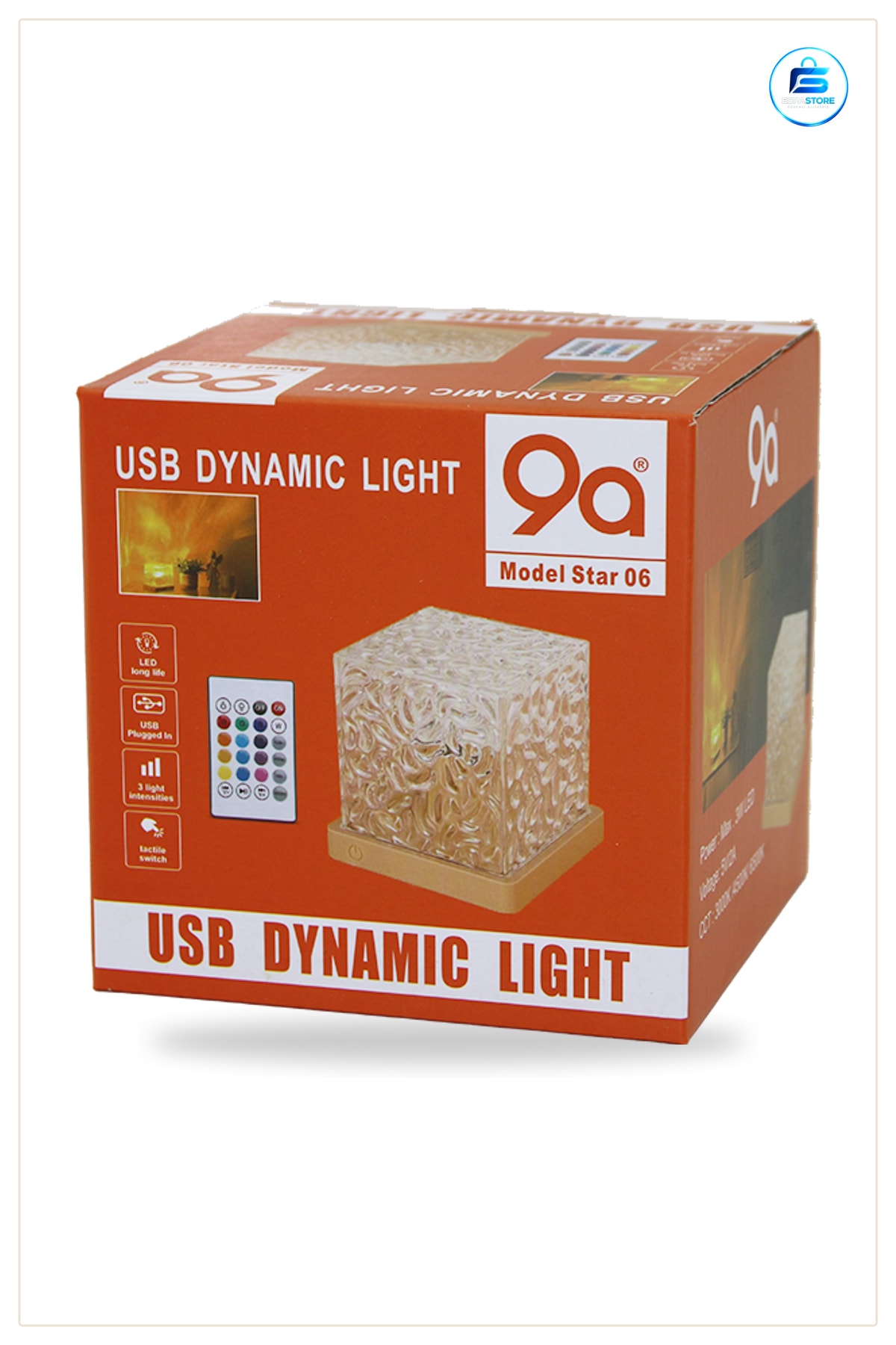 Masa ve Gece Lambası USB RGB Kumandalı Su Desenli 9.5x9.5x11.5 cm Ambiyans Aydınlatma Yatak Odası