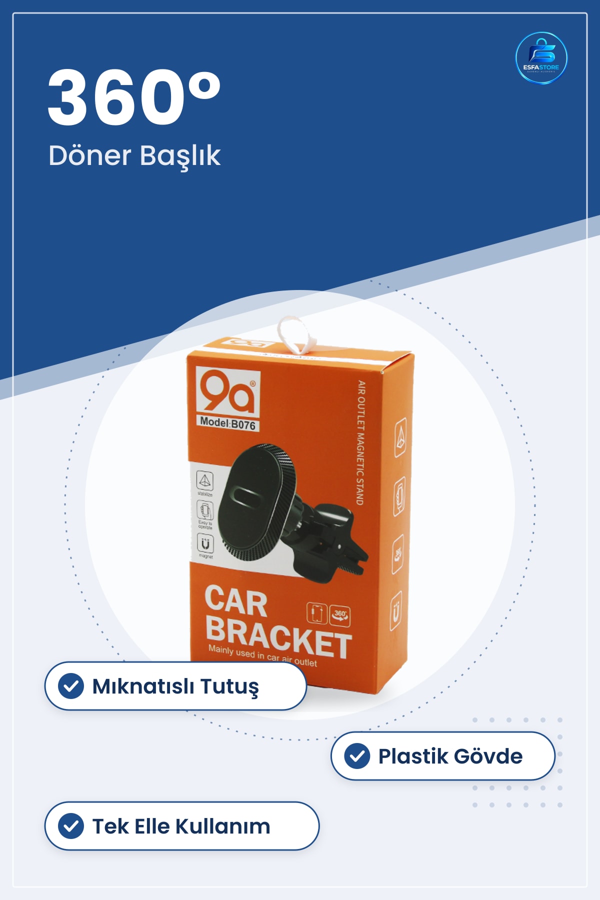 Araç Telefon Tutucu Mıknatıslı ° Döner Havalandırma Girişi Manyetik Oto Aksesuar Tutacak