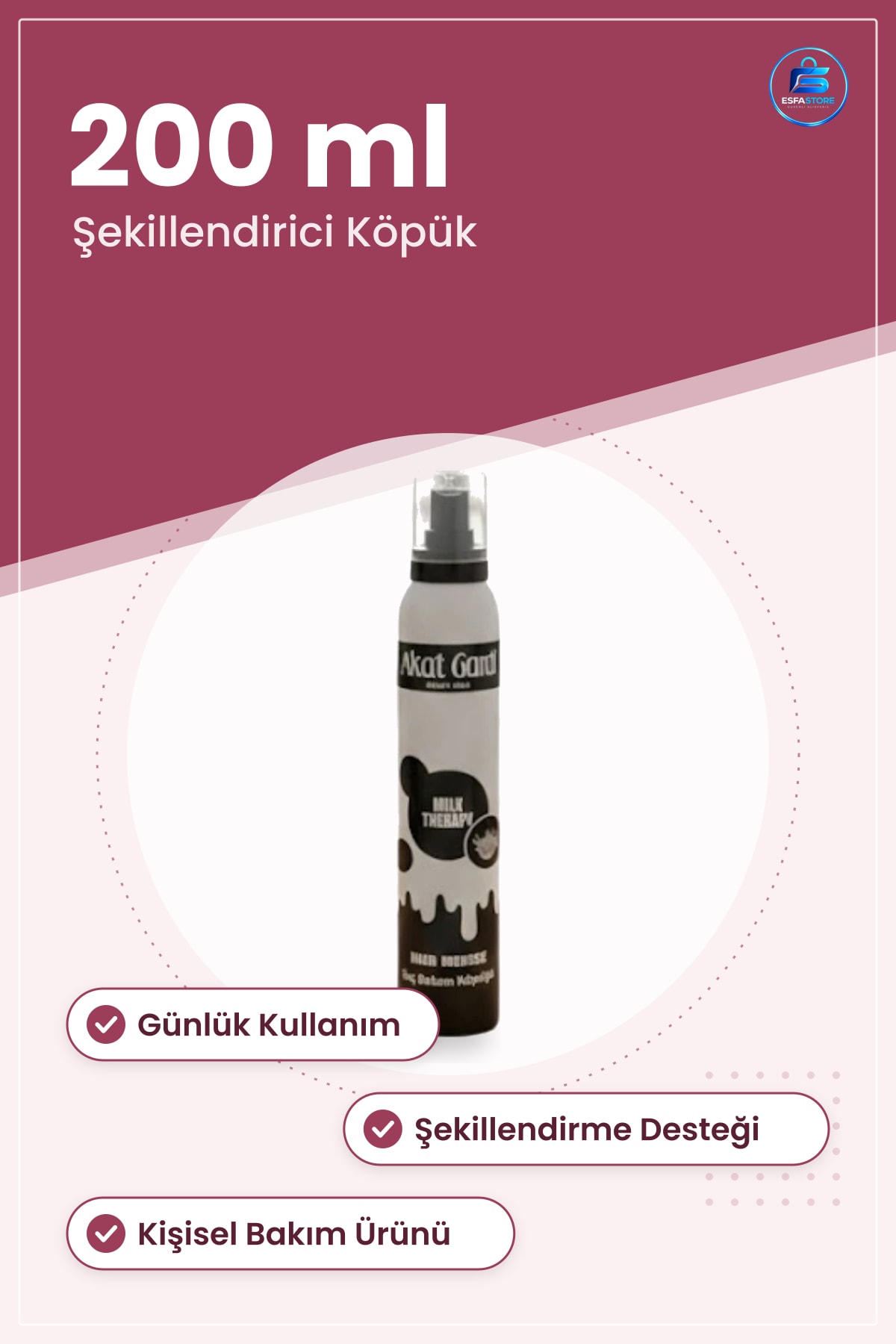 Saç Köpüğü 200 ml Şekillendirme Desteği Sağlayan Günlük Kullanım Bakım Ürünü Kişisel Kozmetik
