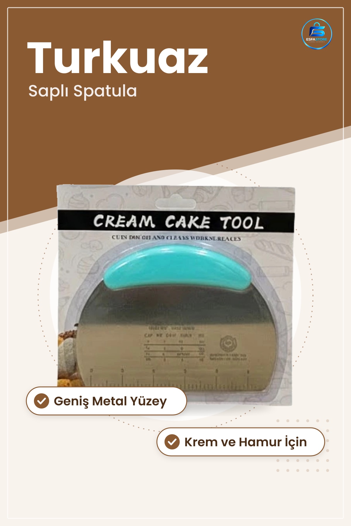 Metal Krem Spatula Hamur Kazıyıcı Pasta Kek Düzeltme Mutfak Aracı Turkuaz Saplı Ölçekli