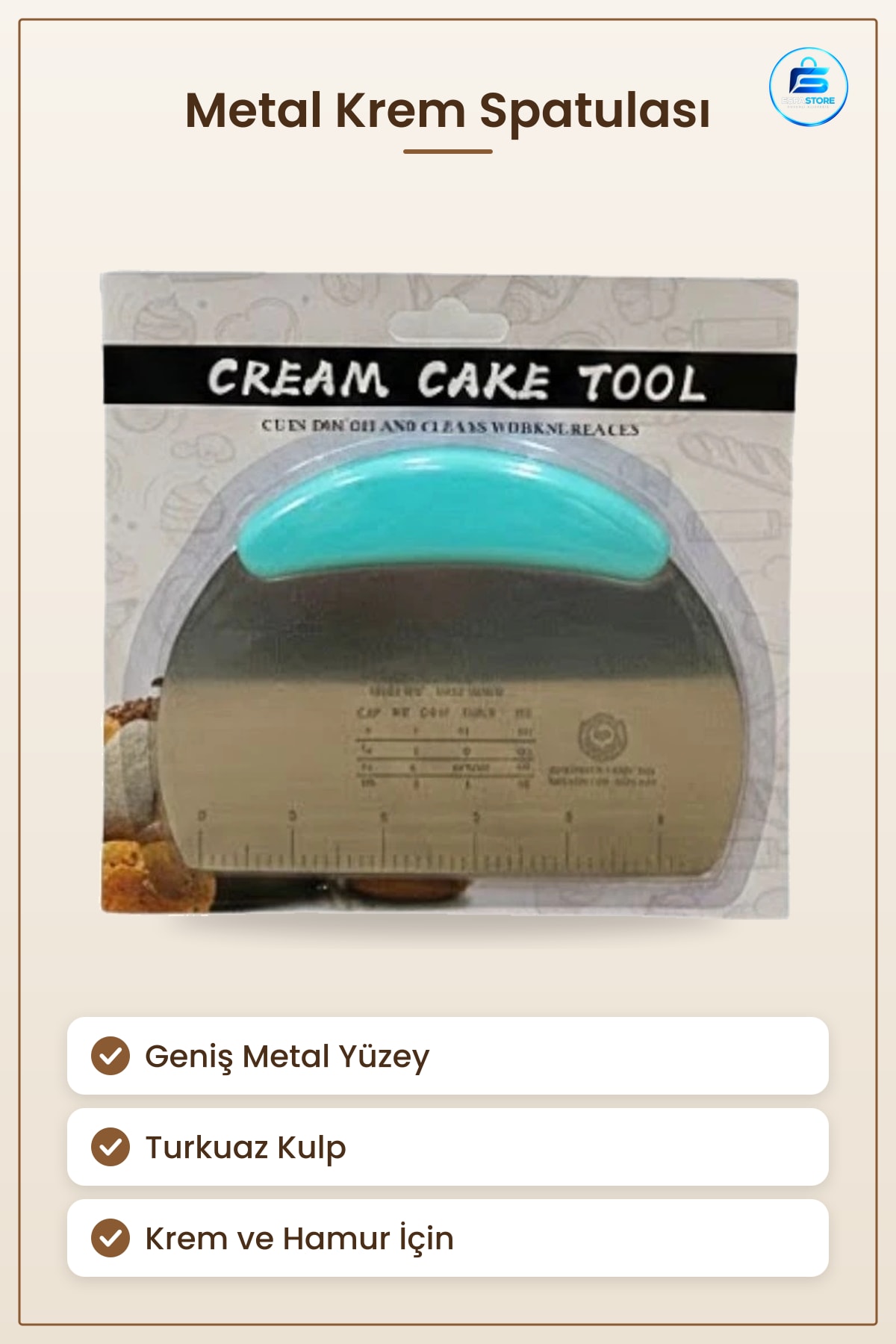 Metal Krem Spatula Hamur Kazıyıcı Pasta Kek Düzeltme Mutfak Aracı Turkuaz Saplı Ölçekli