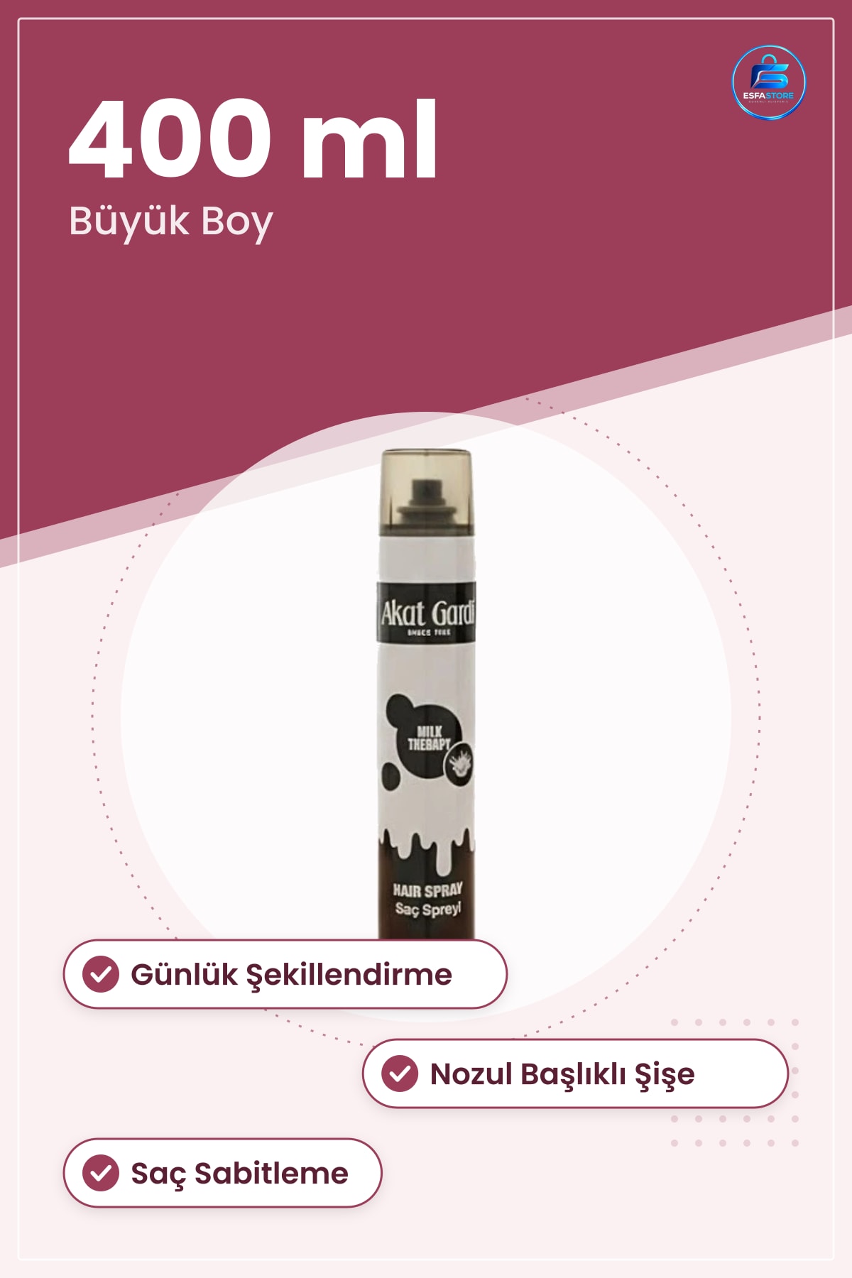 Saç Spreyi 400 ml Büyük Boy Günlük Şekillendirme ve Sabitleme Kişisel Bakım Ürünü