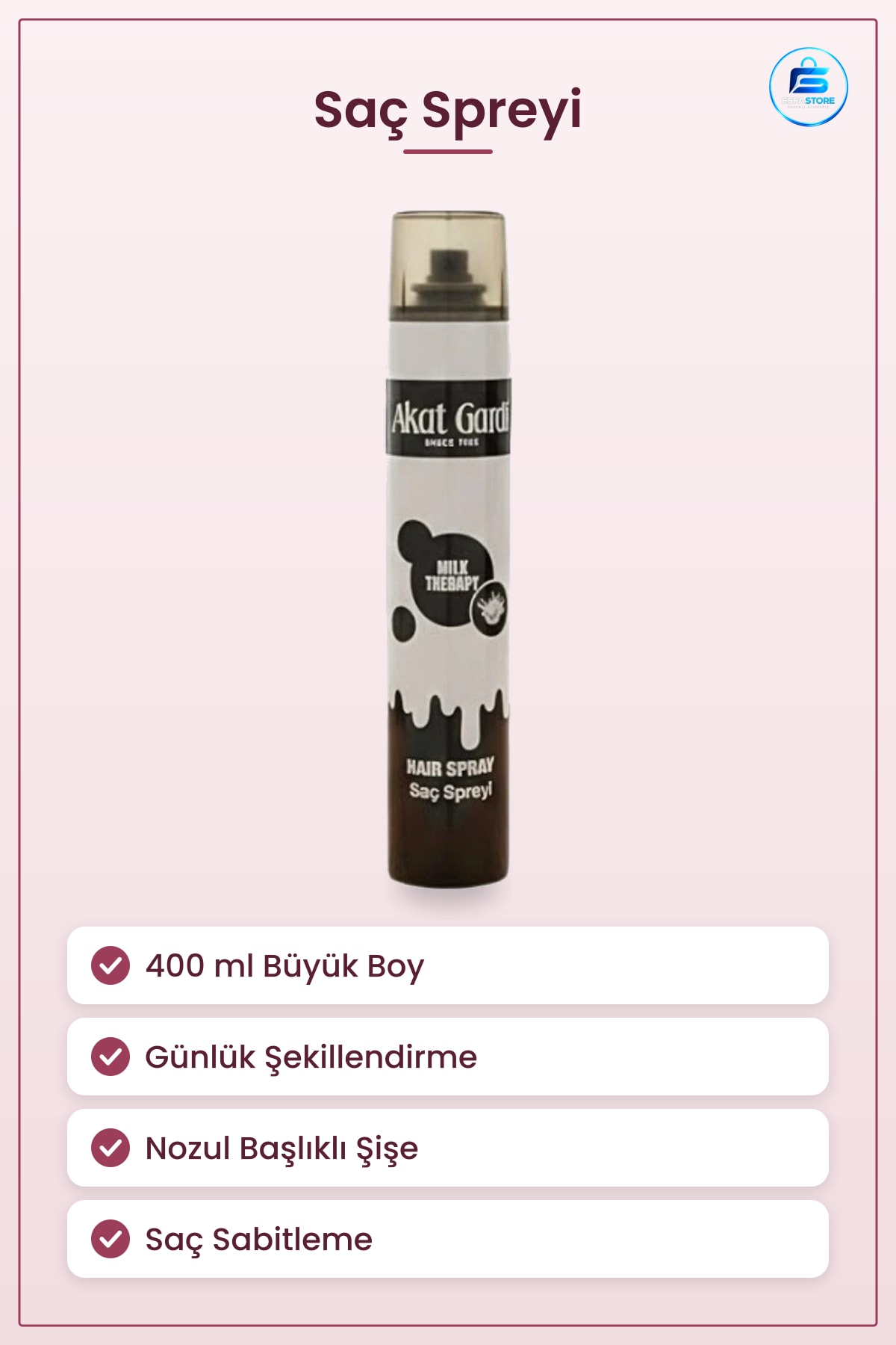 Saç Spreyi 400 ml Büyük Boy Günlük Şekillendirme ve Sabitleme Kişisel Bakım Ürünü