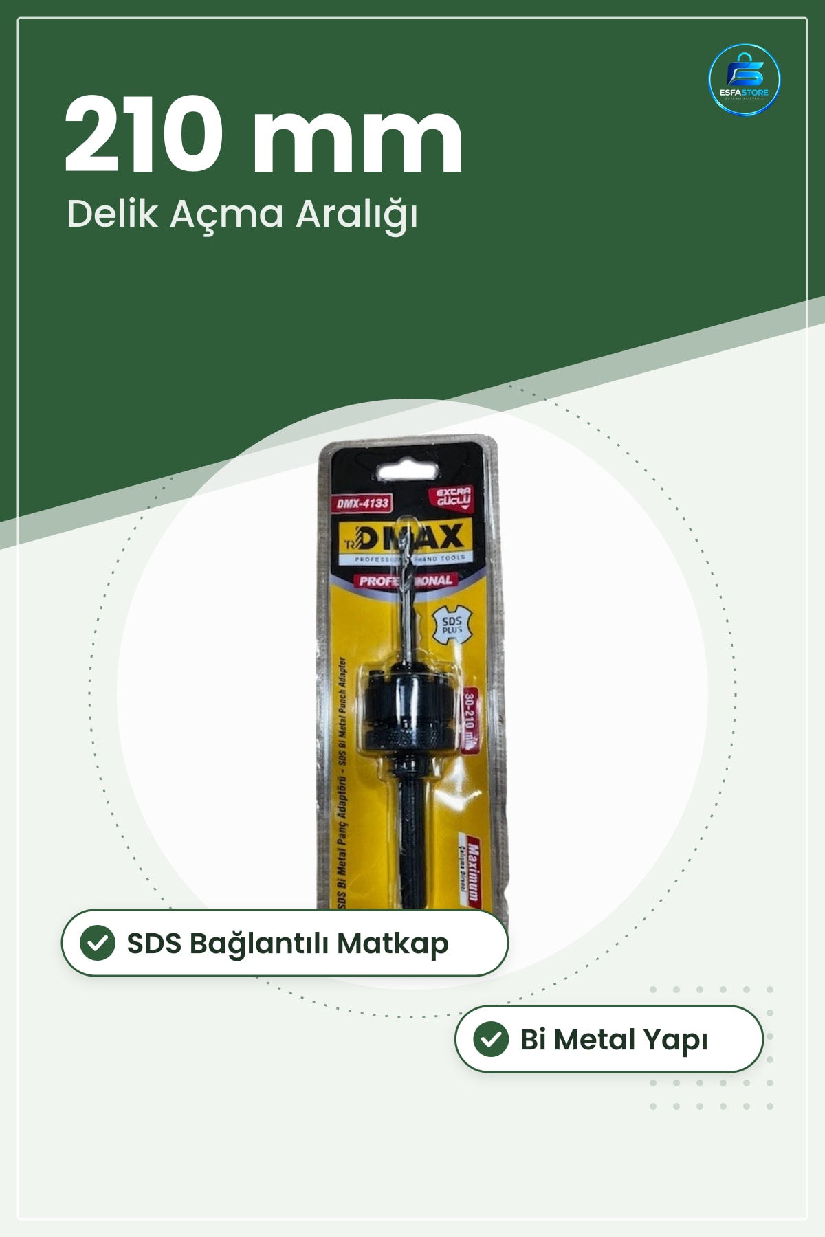 Panç Adaptörü SDS ile 210 mm Matkap Aksesuarı Bi Metal Delik Açma Elektrikli El Aleti