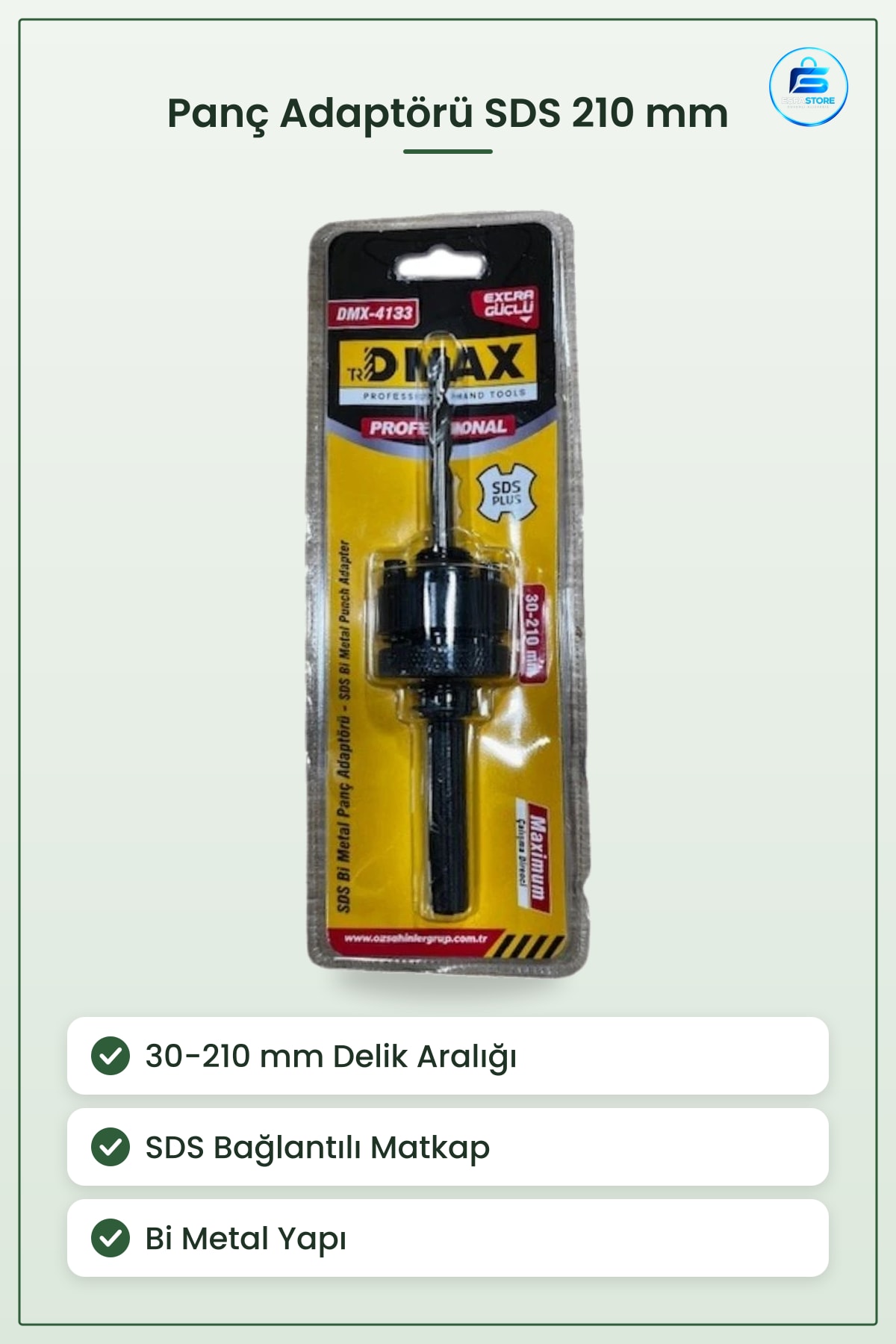 Panç Adaptörü SDS ile 210 mm Matkap Aksesuarı Bi Metal Delik Açma Elektrikli El Aleti