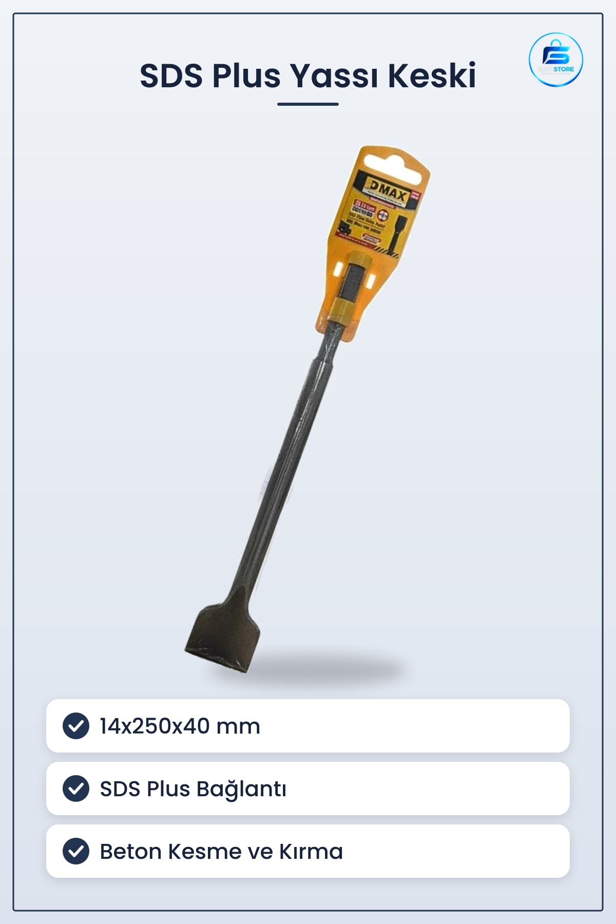 Yassı Keski SDS Plus 14x250x40 mm Geniş Beton Duvar Kesme Kırma Ev Tadilat İşleri
