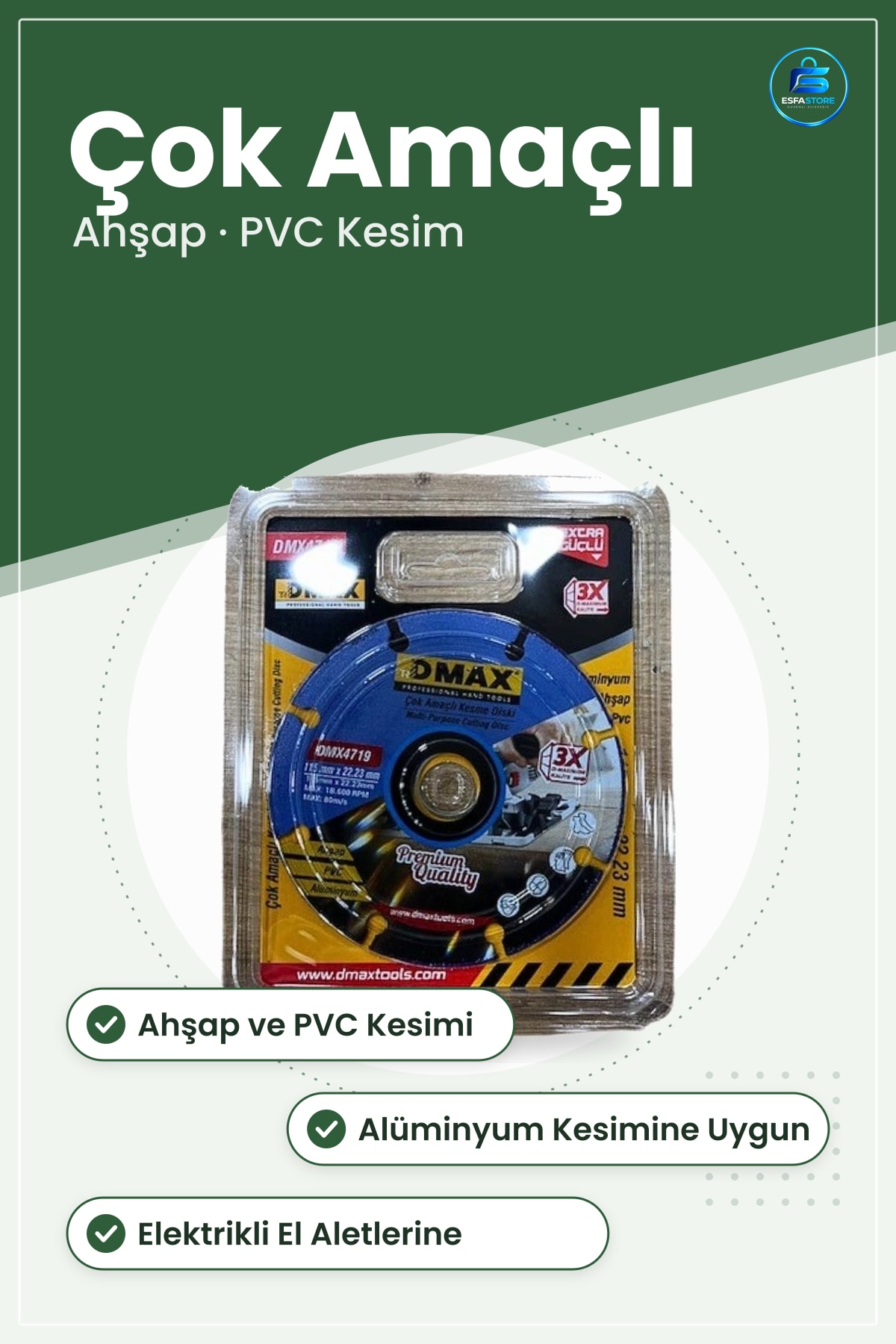 Çok Amaçlı Ahşap ve PVC Kesme Diski Alüminyum Kesim Bahçe Atölye Elektrikli El Aleti