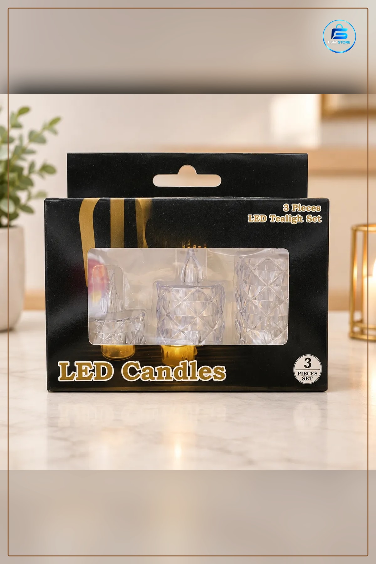 Kristal LED Mum 3'lü Dekoratif Tealight Seti Ev Dekorasyonu Ambiyans Aydınlatma Kandil