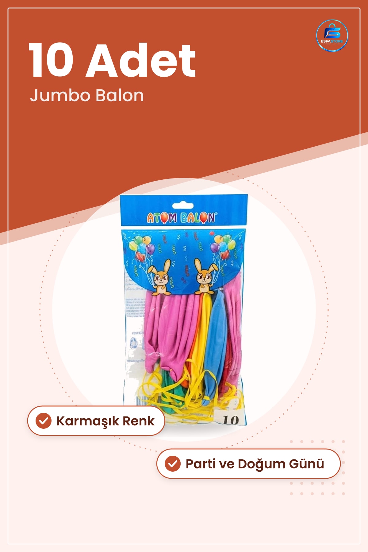 Balon Jumbo Lastikli 10 Adet Karışık Renk Parti Doğum Günü Kutlama Süsleme Ev Dekorasyonu