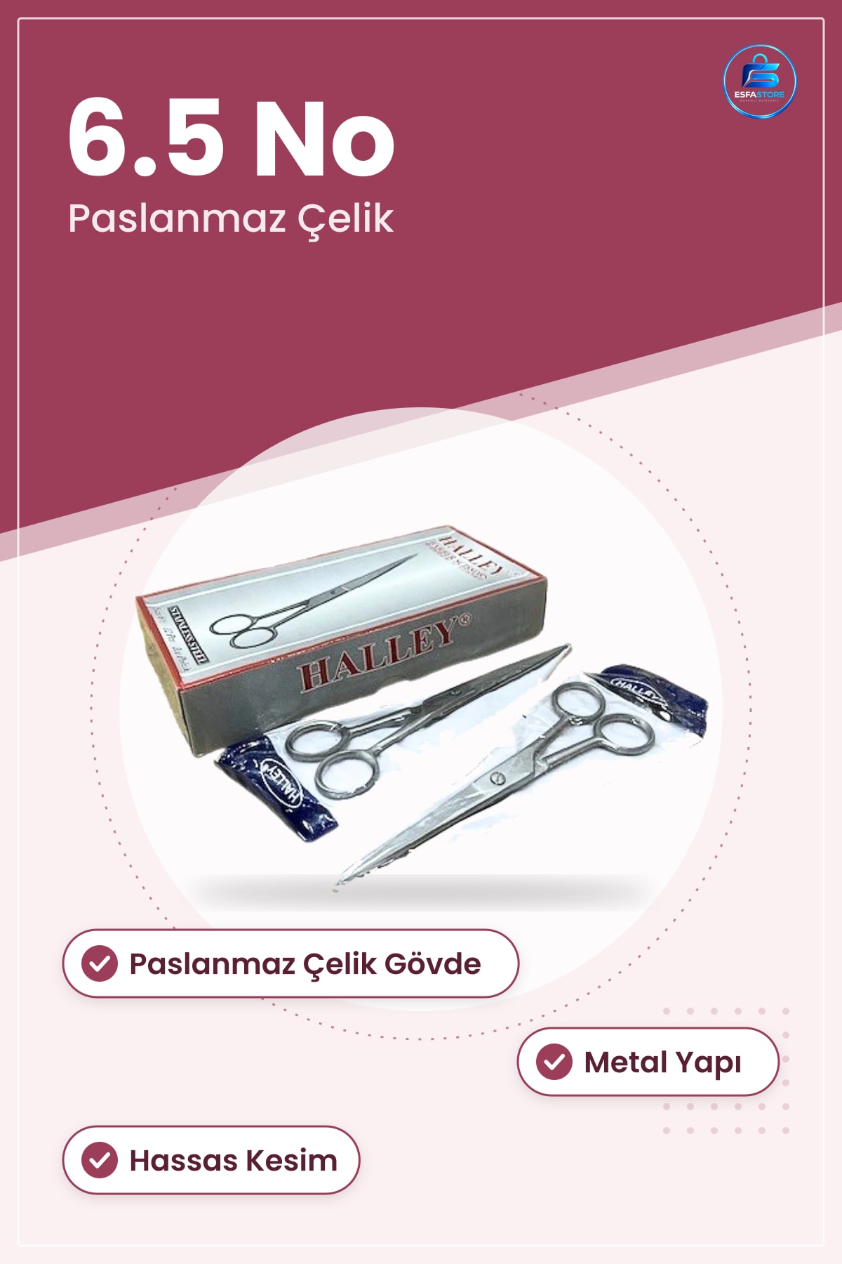 Byık Makası 6.5 No Metal Paslanmaz Çelik Kesici Saç Sakal Kesim Kişisel Bakım Aleti