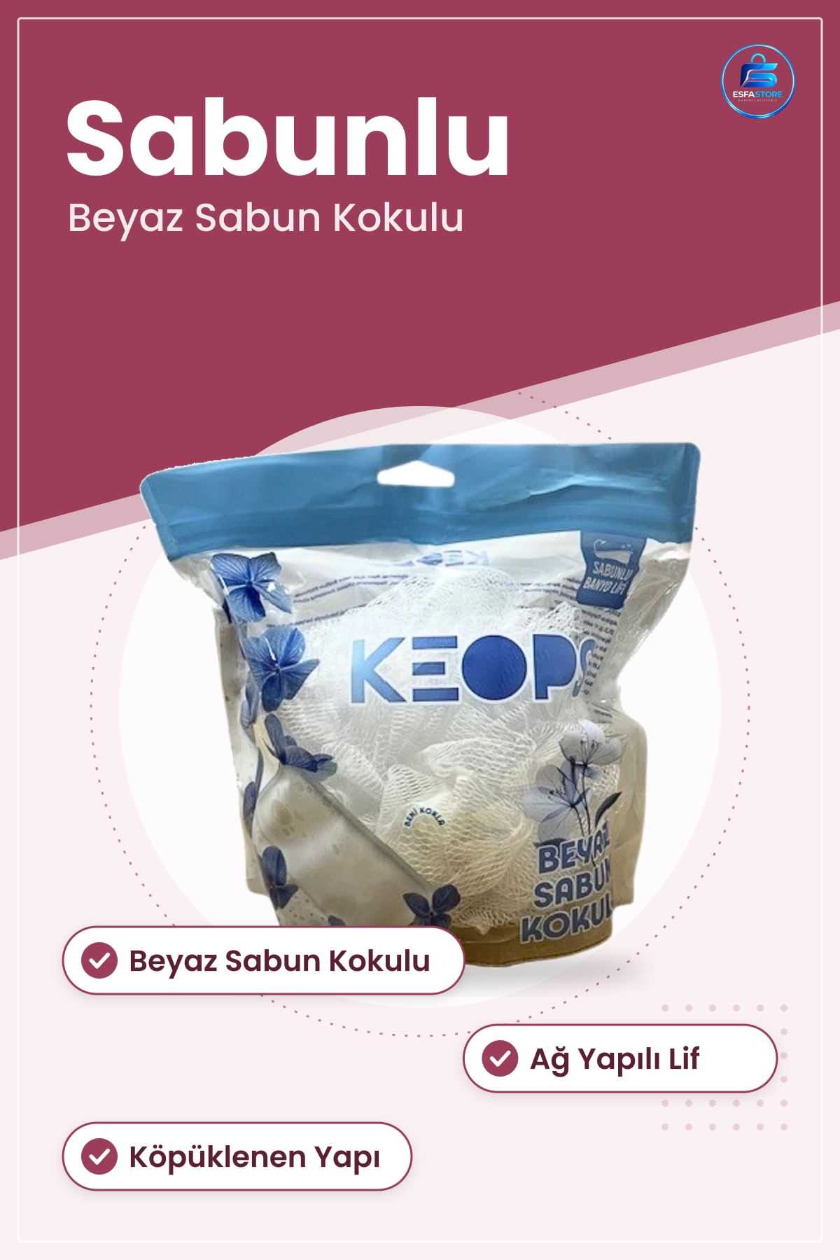 Sabunlu Banyo Lifi Beyaz Sabun Kokulu Yıkama Kese Lif Köpük Taşıyıcı Duru Aksesuarı Pratik