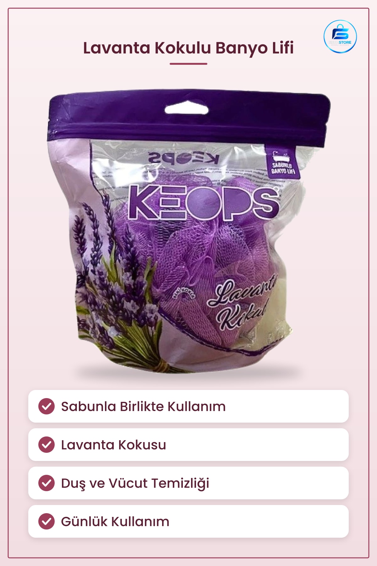 Banyo Lifi Lavanta Kokulu Sabunlu Duş ve Vücut Temizleme Süngeri Günlük Pratik Kullanım