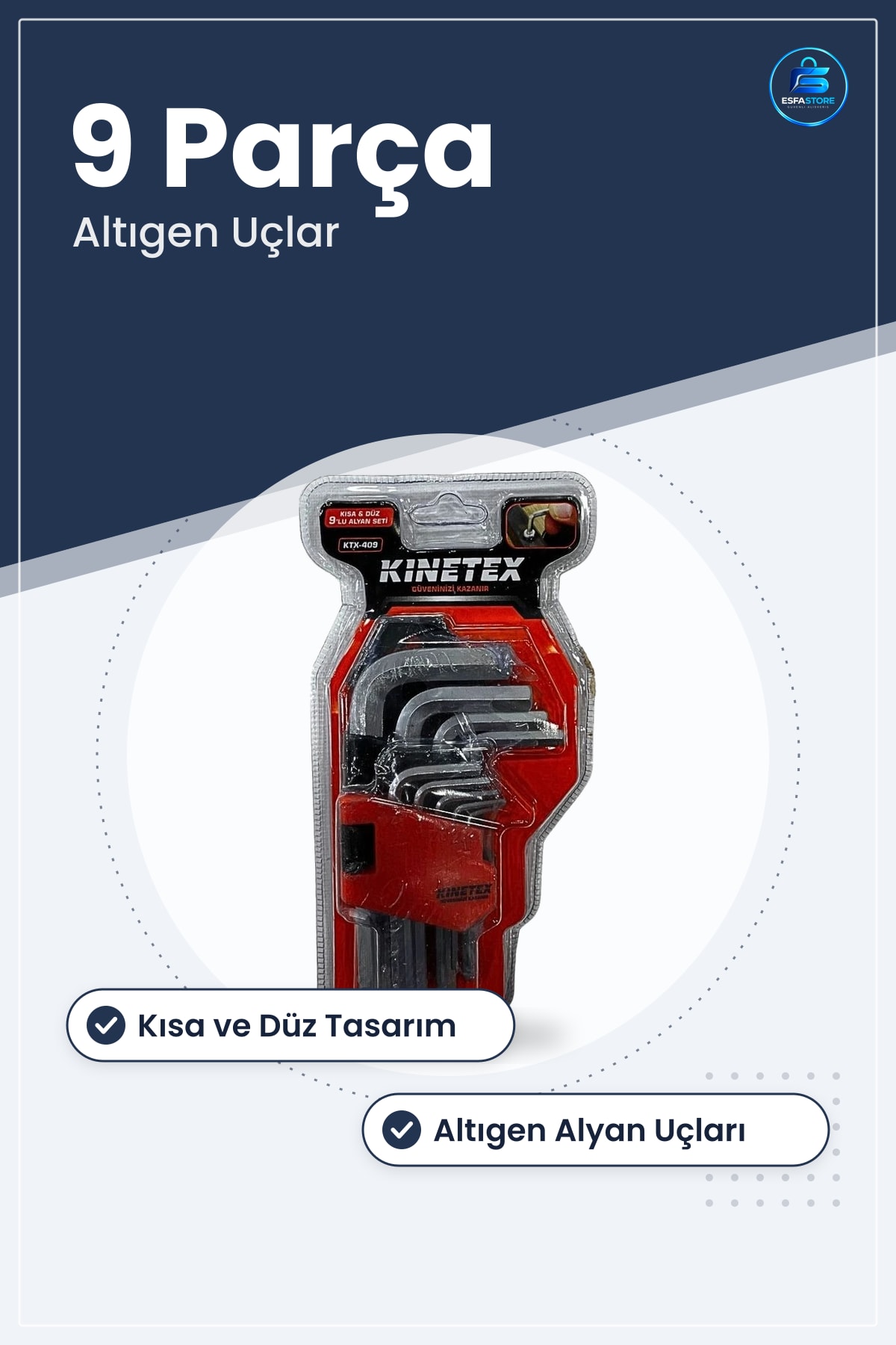 Düz Alyan Anahtar Seti Kısa 9 Parça Hırdavat Manuel El Aleti Montaj Bakım Ev Atölye