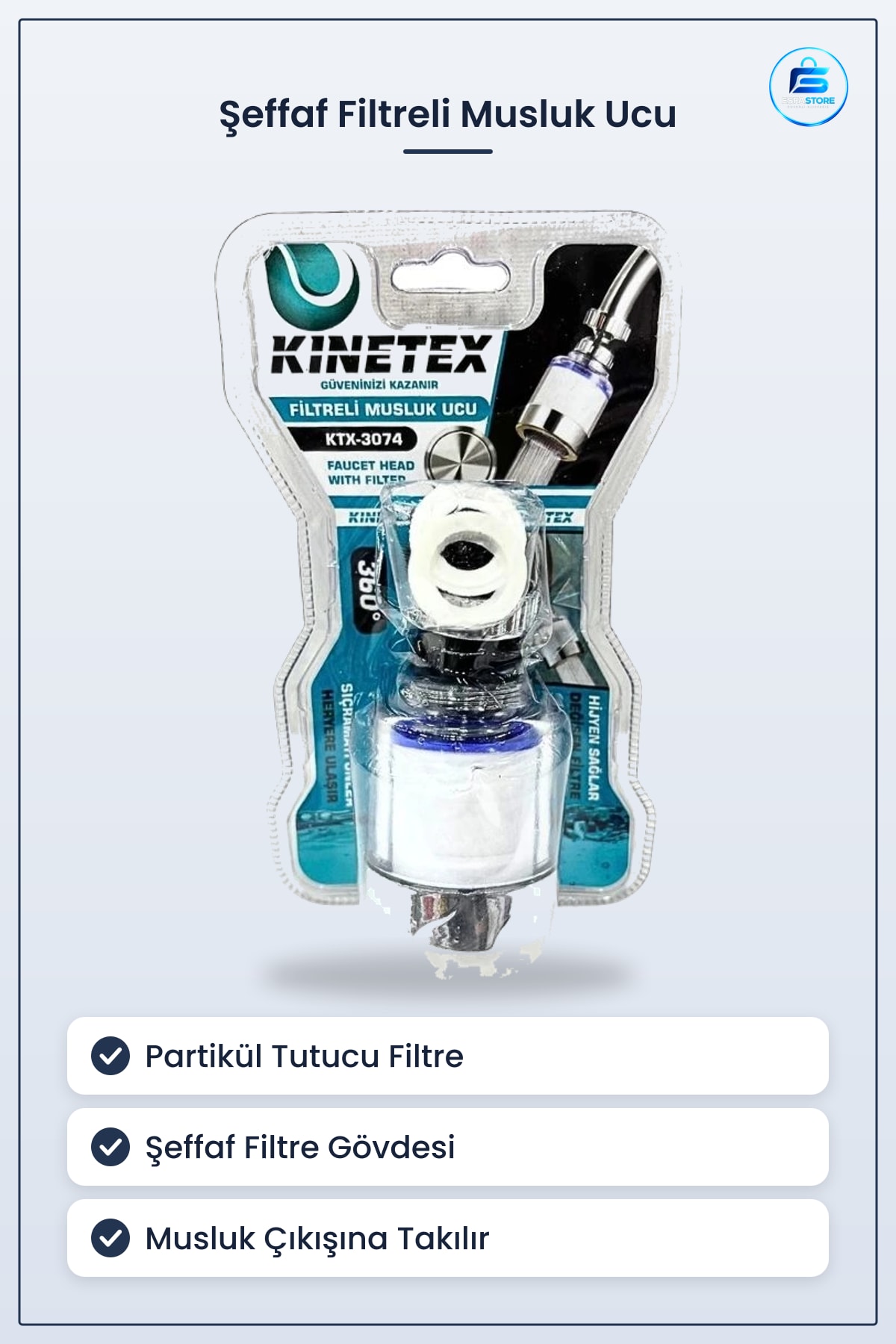 Musluk Başlığı Şeffaf Filtreli Kubar Ucu Mutfak Banyo Lavabo Partikül Tutucu Su Filtresi