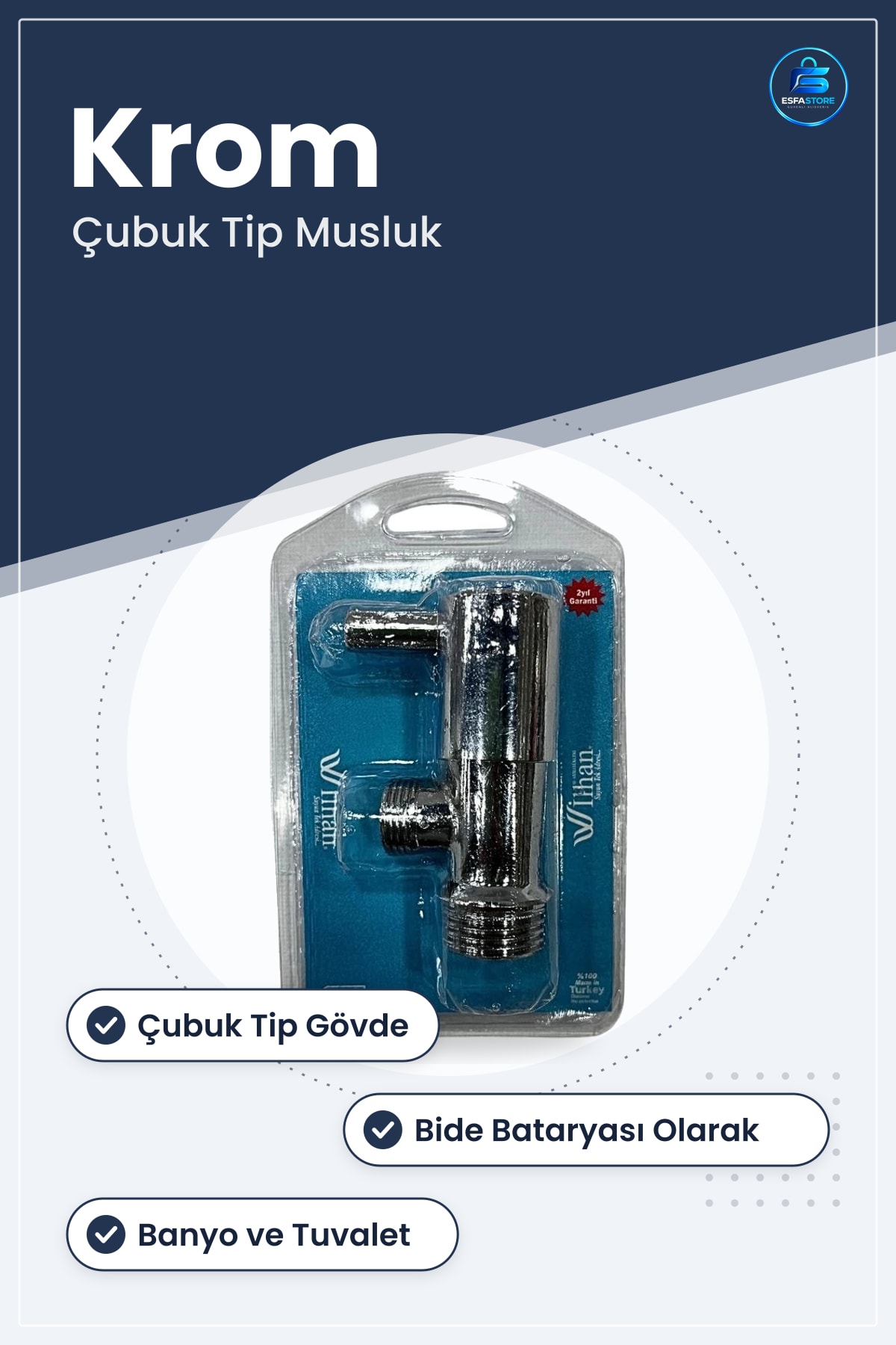 Krom Çubuk Taharat Musluğu Bide Bataryası Kaplama Tip Banyo Tuvalet Taharet Musluk Aksesuarı