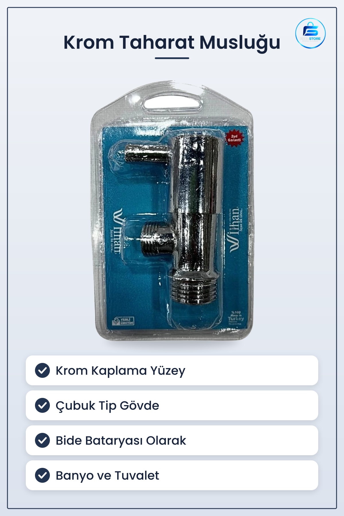 Krom Çubuk Taharat Musluğu Bide Bataryası Kaplama Tip Banyo Tuvalet Taharet Musluk Aksesuarı