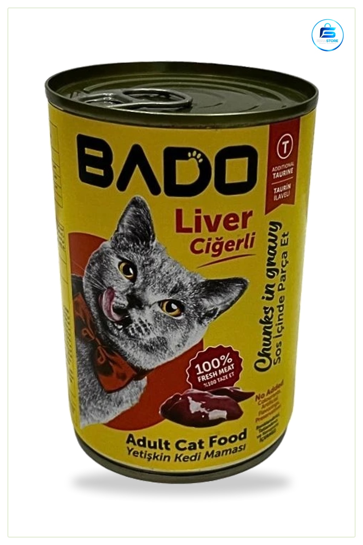 Kedi Konserve Maması Ciğerli 400 gr Yetişkin Kediler İçin Sos İçinde Parça Et Taurinli