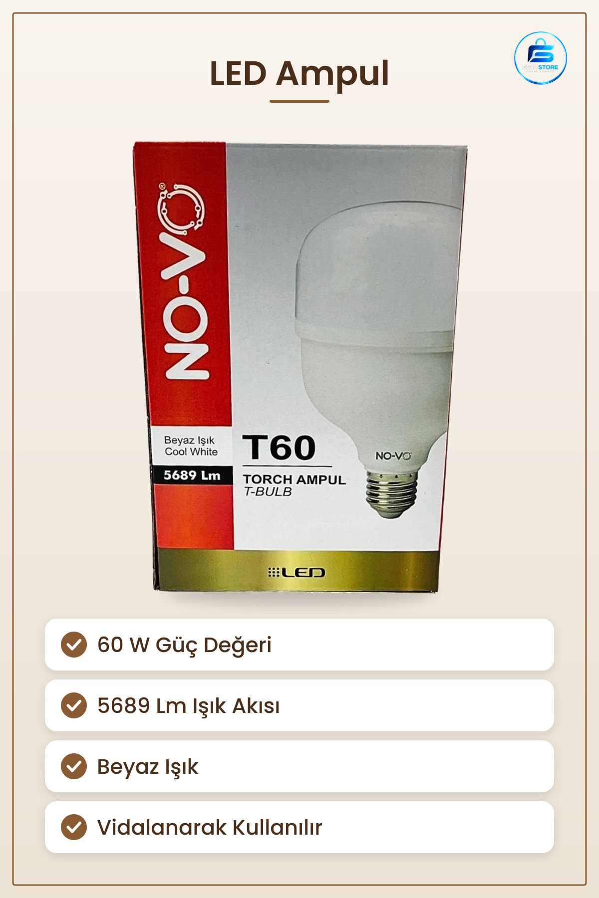 Torch LED Ampul 60 W Gold Beyaz Işık Lm Ev Mutfak Banyo Aydınlatma Lambası Kullanışlı