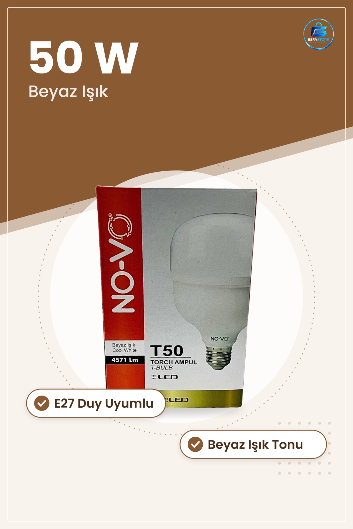 Torch LED Ampul 50 W E27 Beyaz Işık Ev Aydınlatma Lambaı Oda Salon Mutfak Banyo Kullanışlı