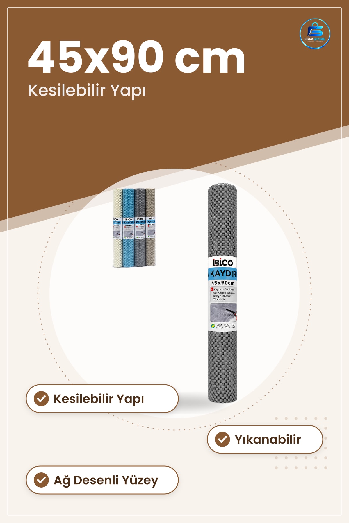 Kaydırmaz Halı Altı Örtüsü 45x90 cm Kaymaz Sabitleyici Kesilebilir Yıkanabilir Ped