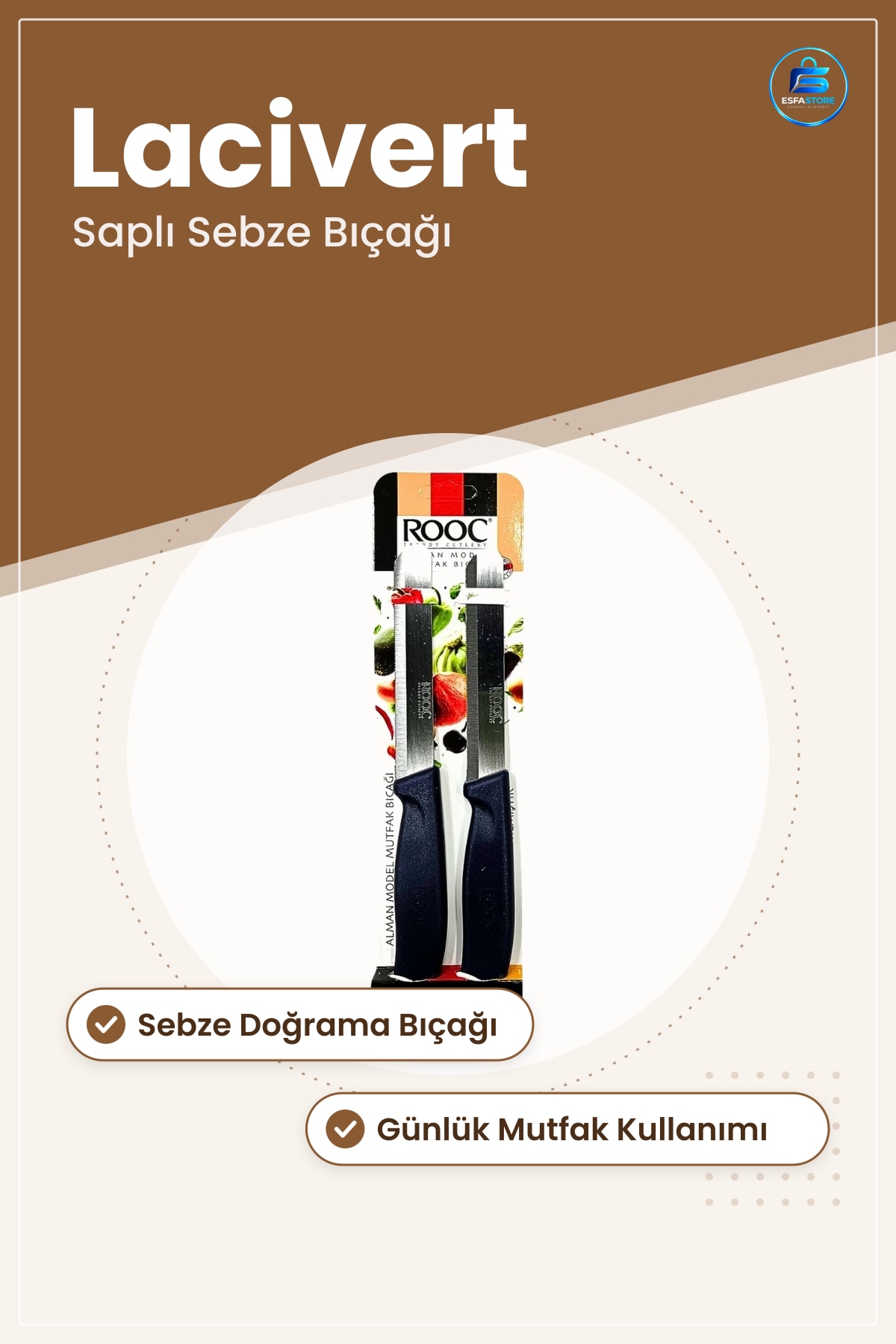 Alman Model Sebze Bıçağı Mutfak Doƒürama Yemek Hazırlama Lacivert Saplı Günlük Kullanım Pratik Kesme
