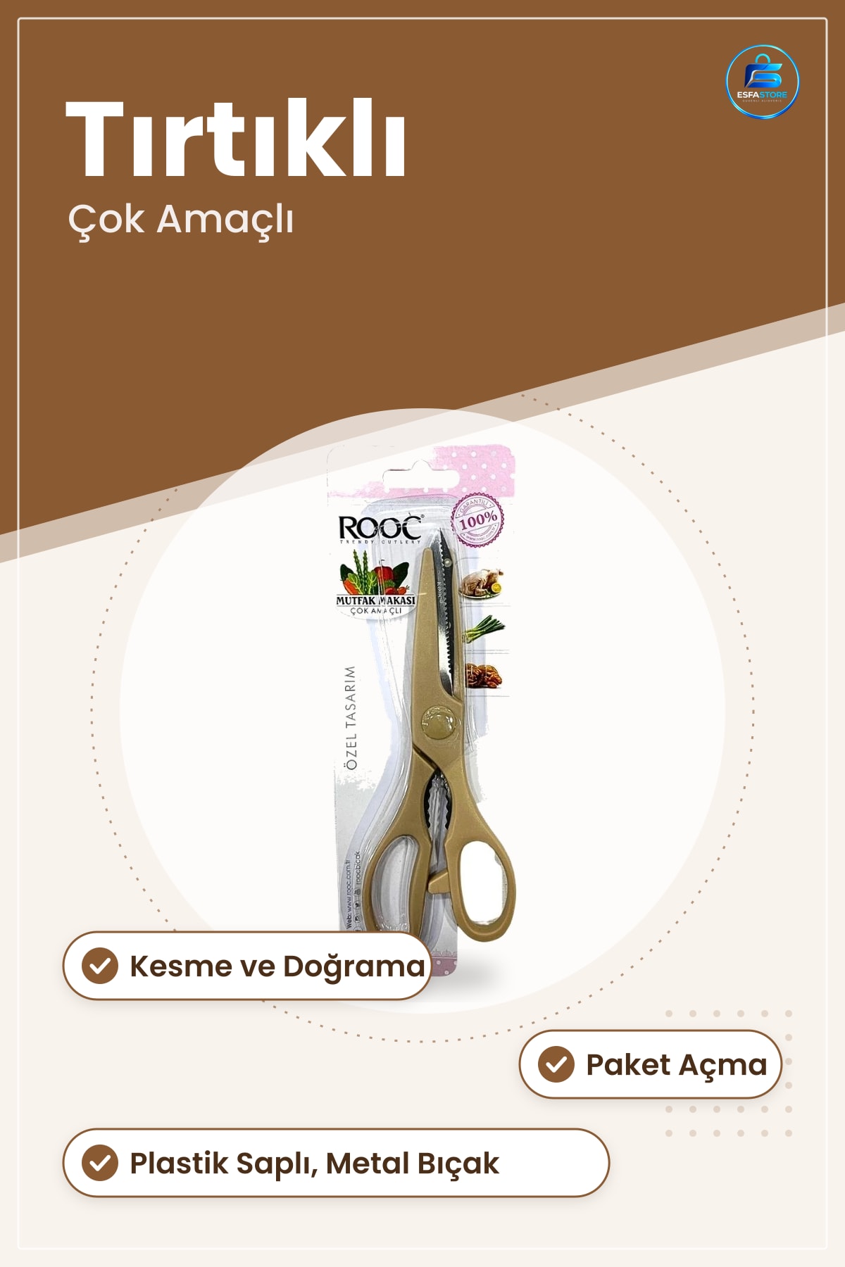 Mutfak Makası Çok Amaçlı Tırtıklı Uçlu Kesme Dobandırma ve Paket Açma İçin Pratik Ev Gereci