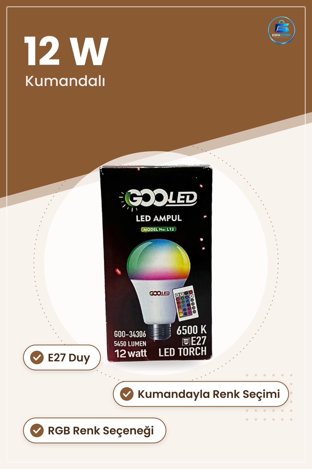 RGB Kumandalı LED Ampul 12 W E27 Renk Değiştiren Uzaktan Kontrol Ev Dekoratif Aydınlatma