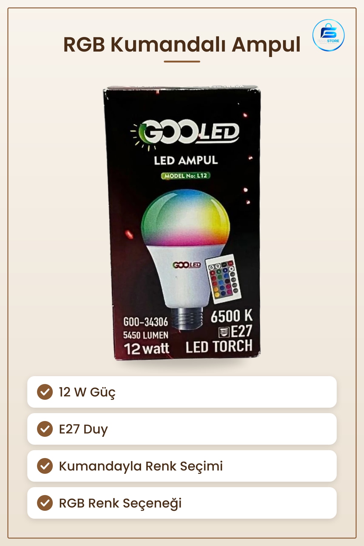 RGB Kumandalı LED Ampul 12 W E27 Renk Değiştiren Uzaktan Kontrol Ev Dekoratif Aydınlatma