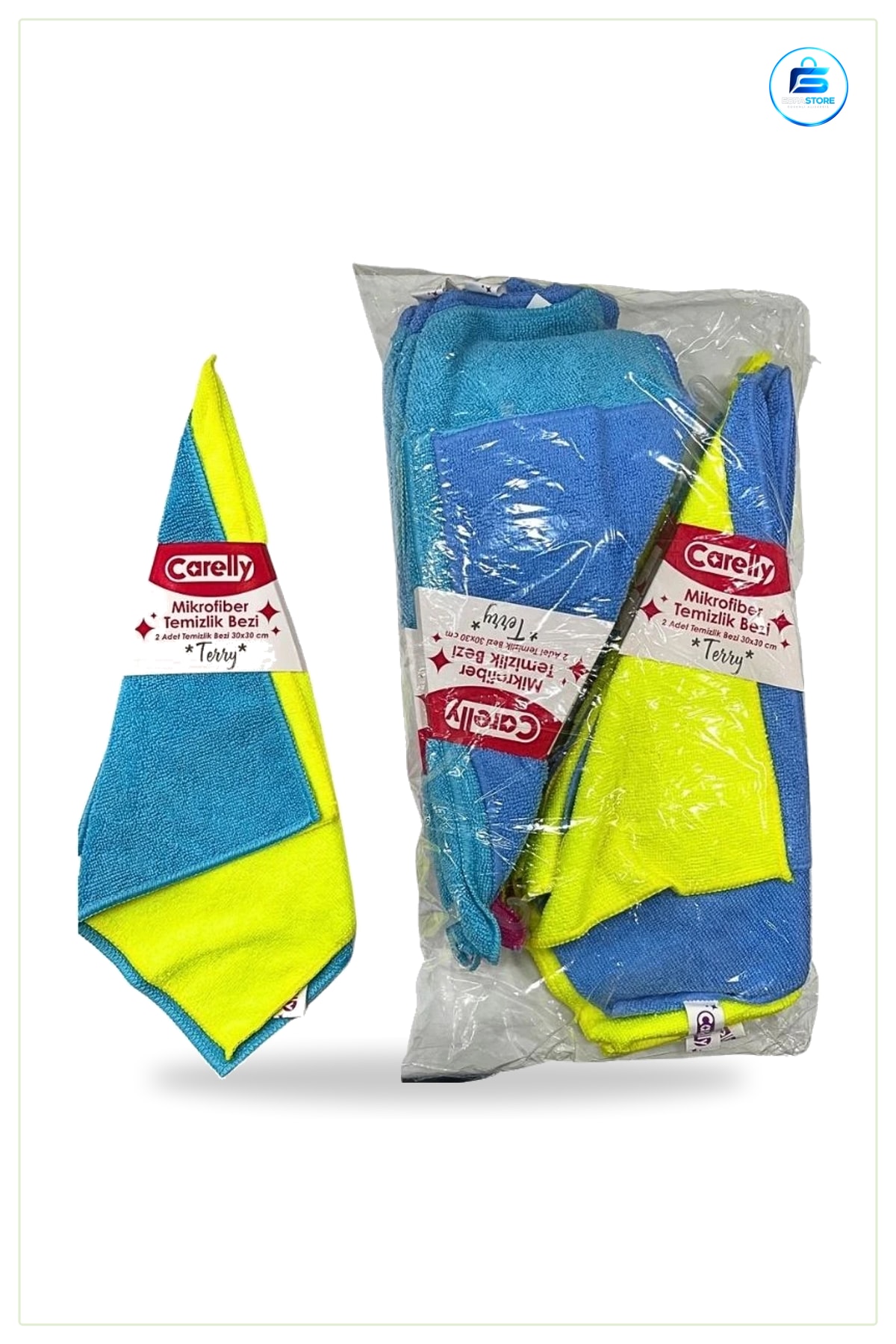 Terry Mikrofiber Temizlik Bezi 30x30 cm 2'li Set Cam Mutfak Banyo Yüzey Silme Kurulama