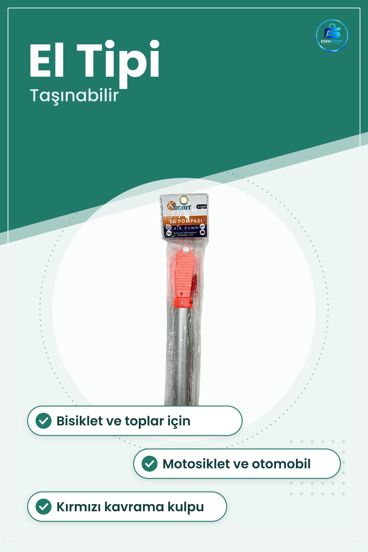 Bisiklet Aksesuarı Krom Top Pompası El Tipi Hava Motosiklet Otomobil Pratik Taşınabilir