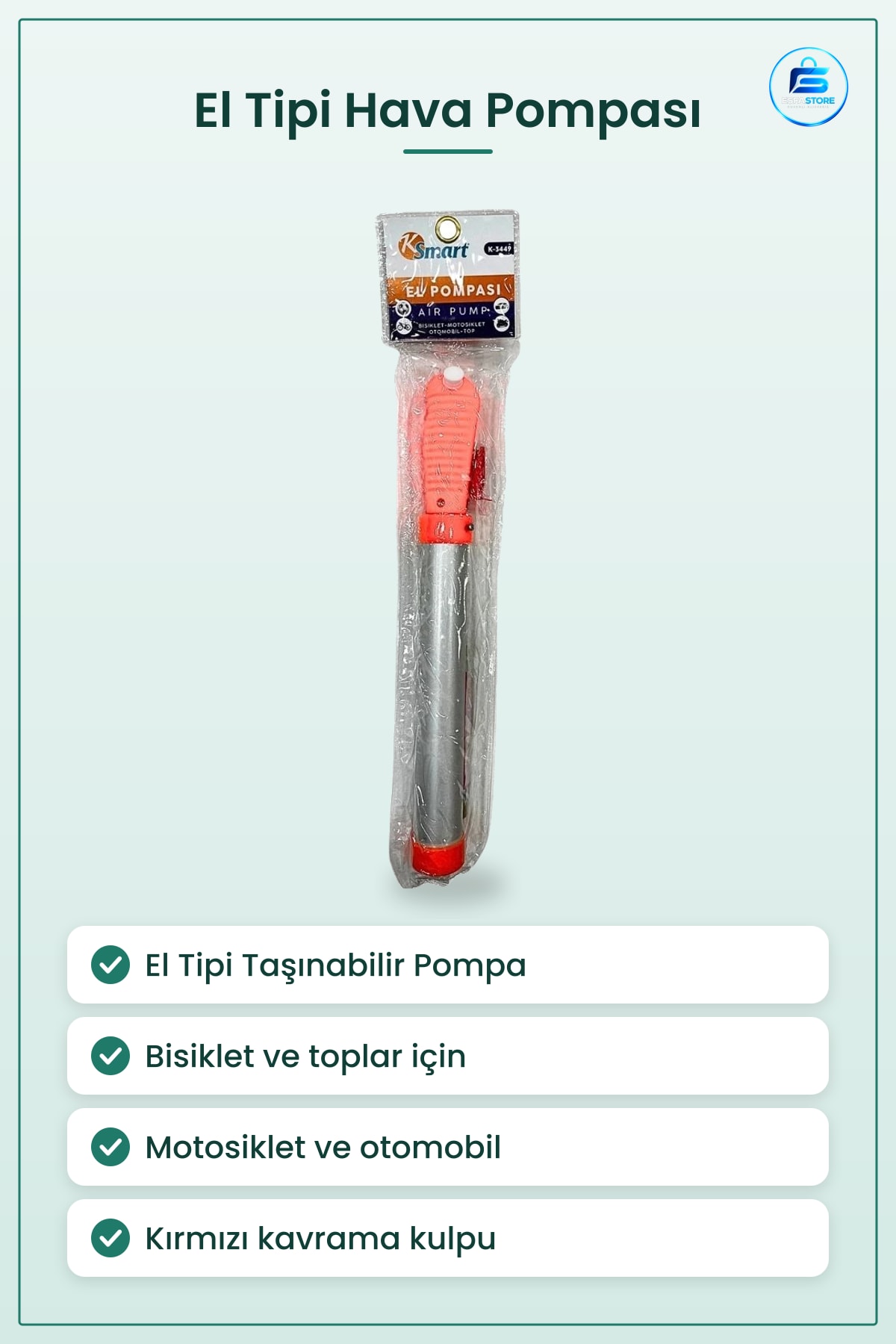 Bisiklet Aksesuarı Krom Top Pompası El Tipi Hava Motosiklet Otomobil Pratik Taşınabilir