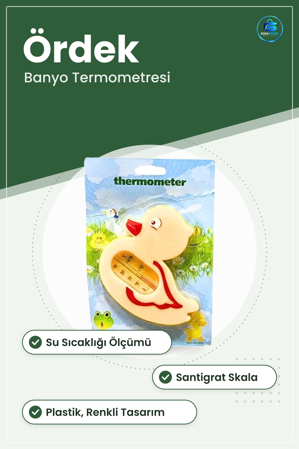 Ördek Şeklinde Banyo Termometre Su Sıcaklığı Ölçer Plastik Renkli Sevimli Tasarım